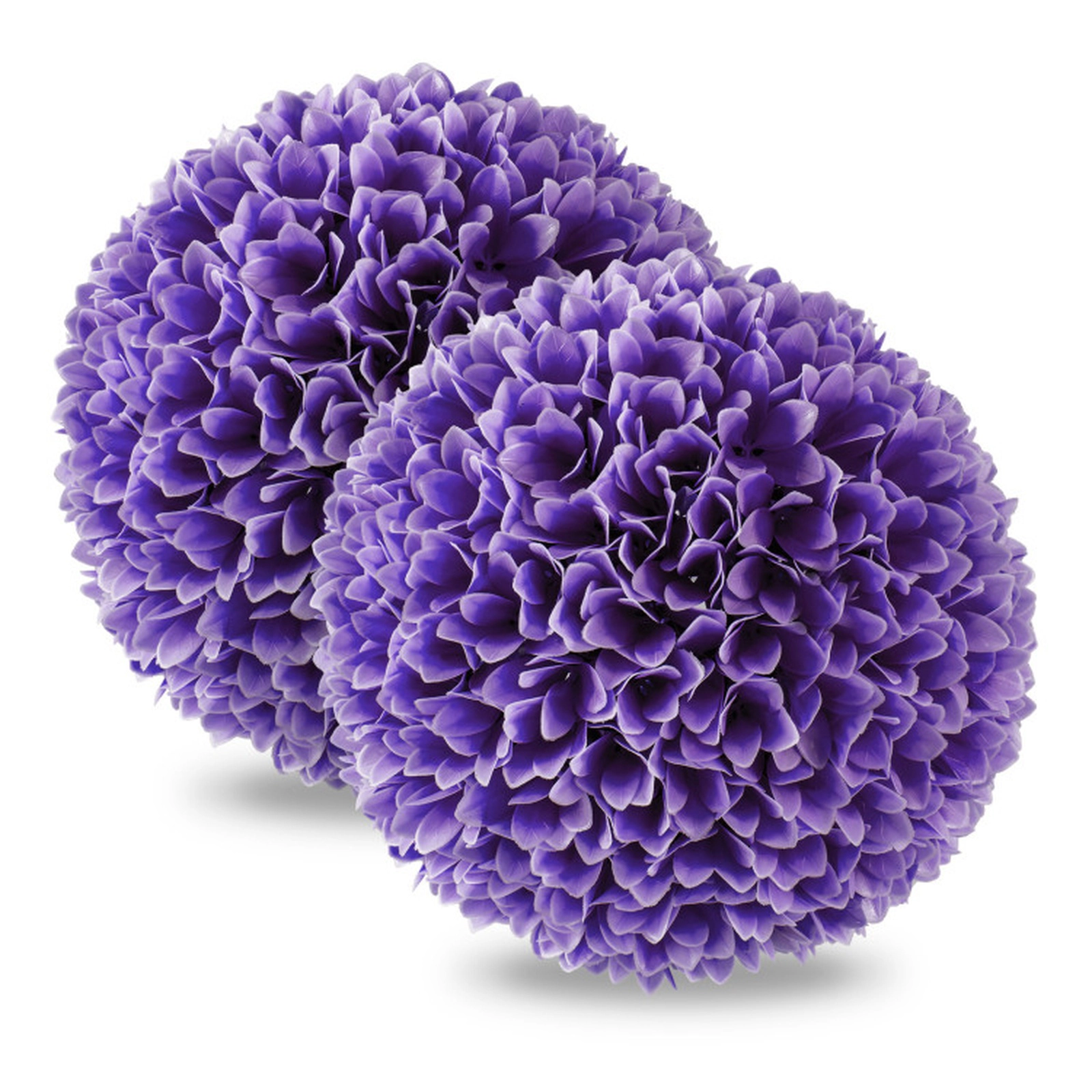 SUGIFT 2-Piece Myrtle Leaf Interlocking Shell Artificial Boxwood Topiary Balls 11-in Outer 7.5-in Inner 2-lb Purple