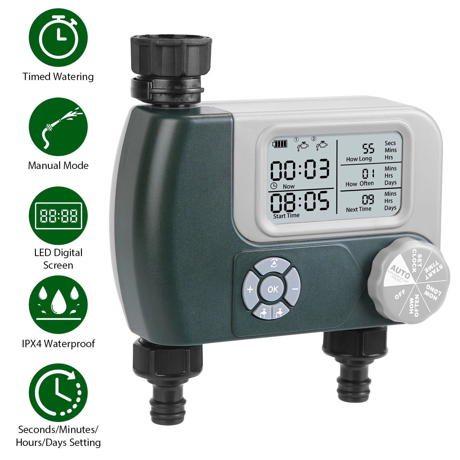 GBruno 2-Zone Digital Sprinkler Timer