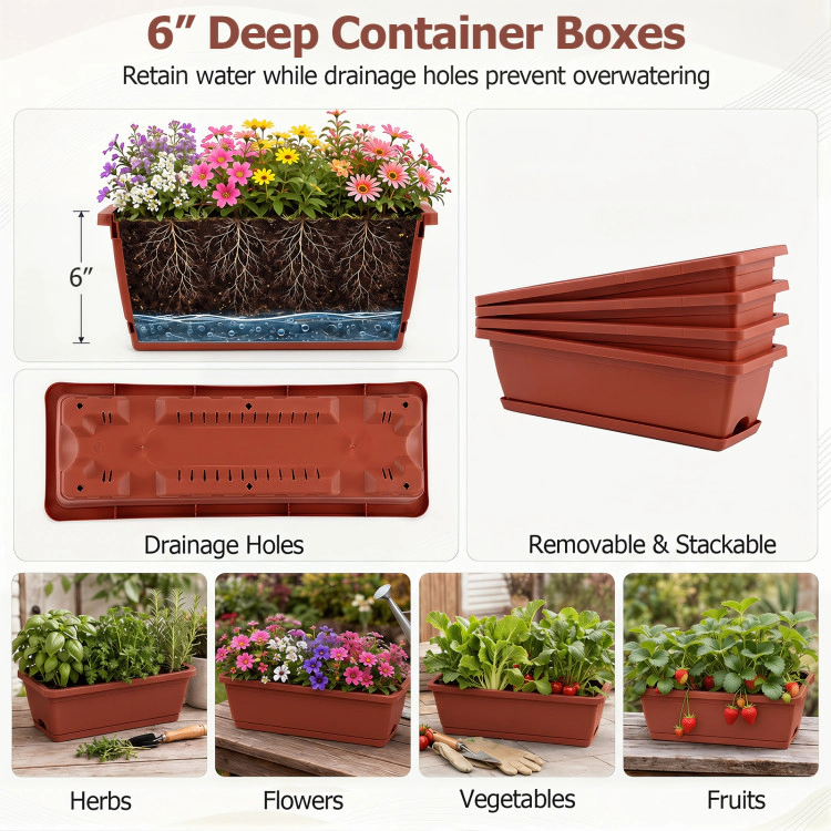 Hivvago 4-Tier Vertical Raised Garden Bed with Drainage Holes and 4 Containers