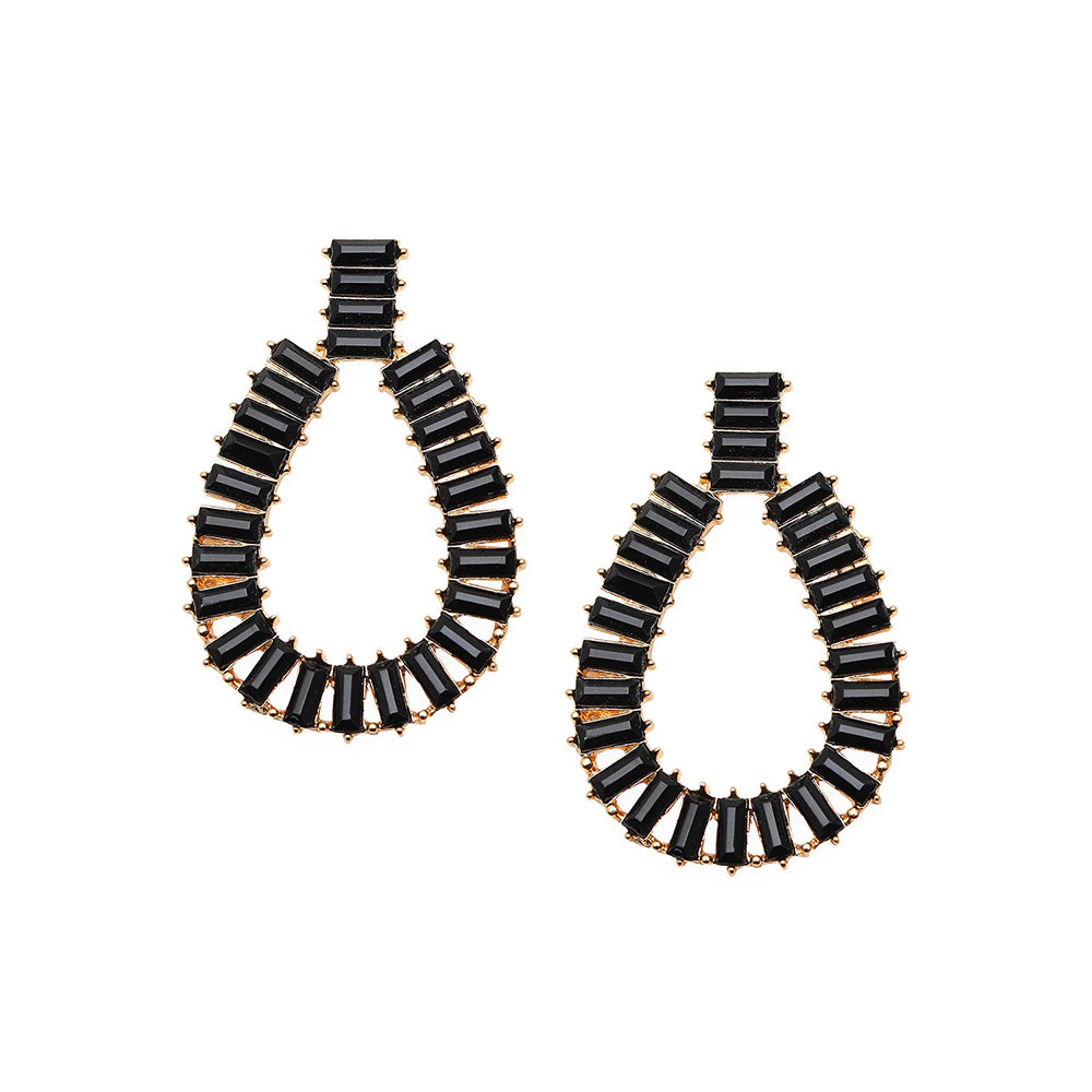 SOHI Women's Silver Lined Drop Earrings