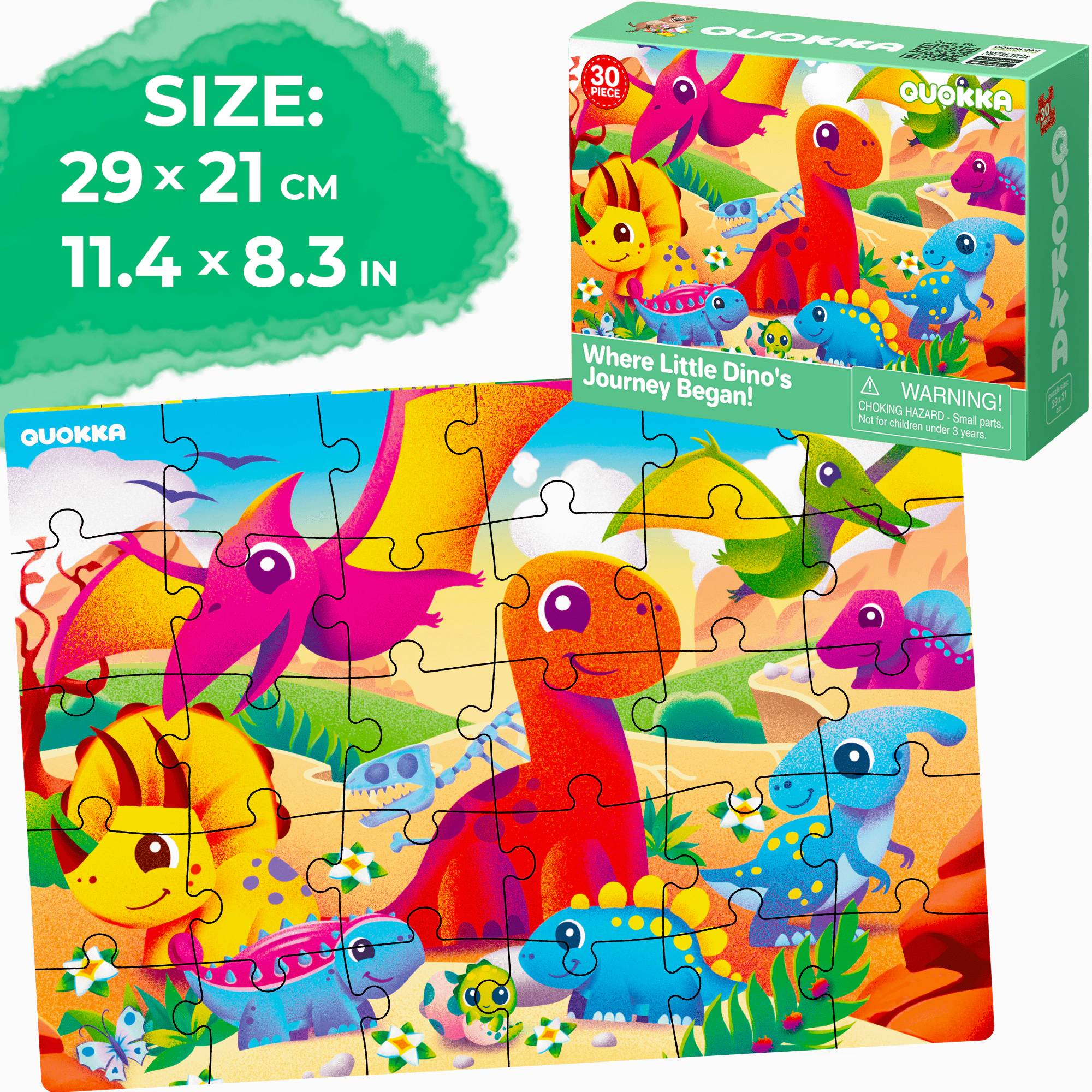 QUOKKA Glow-in-the-Dark Jigsaw Puzzles, 30 Piece Educational Puzzles for Kids Ages 2-6, Fairy Tale & Animals