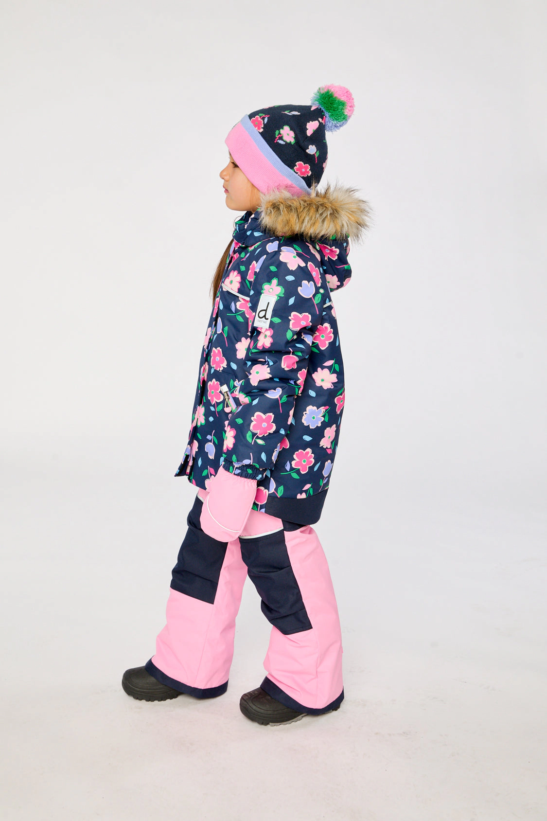 Deux par Girls Floral Print Two Piece Discover Snowsuit with Hooded Jacket and Snow Pants