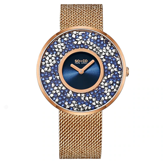 SO&CO Chelsea 5223M 40mm Crystal Gem Dial Watch with Mesh Bracelet ...