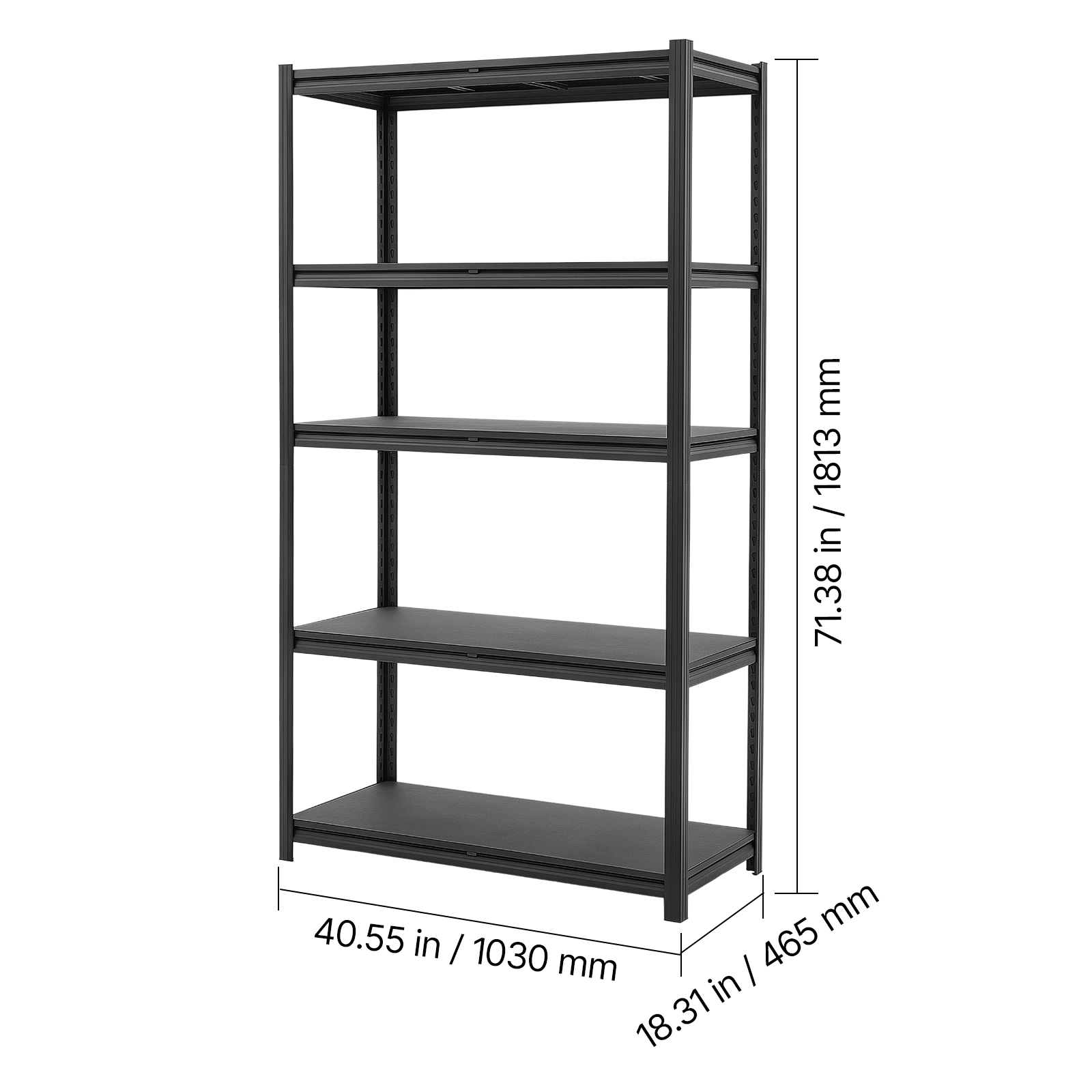 Flynama 5 Tier 40.6 x 18.3 x 71.4 in Shelves 3000 LBS Adjustable Heavy Duty Utility Rack for Garage Warehouse