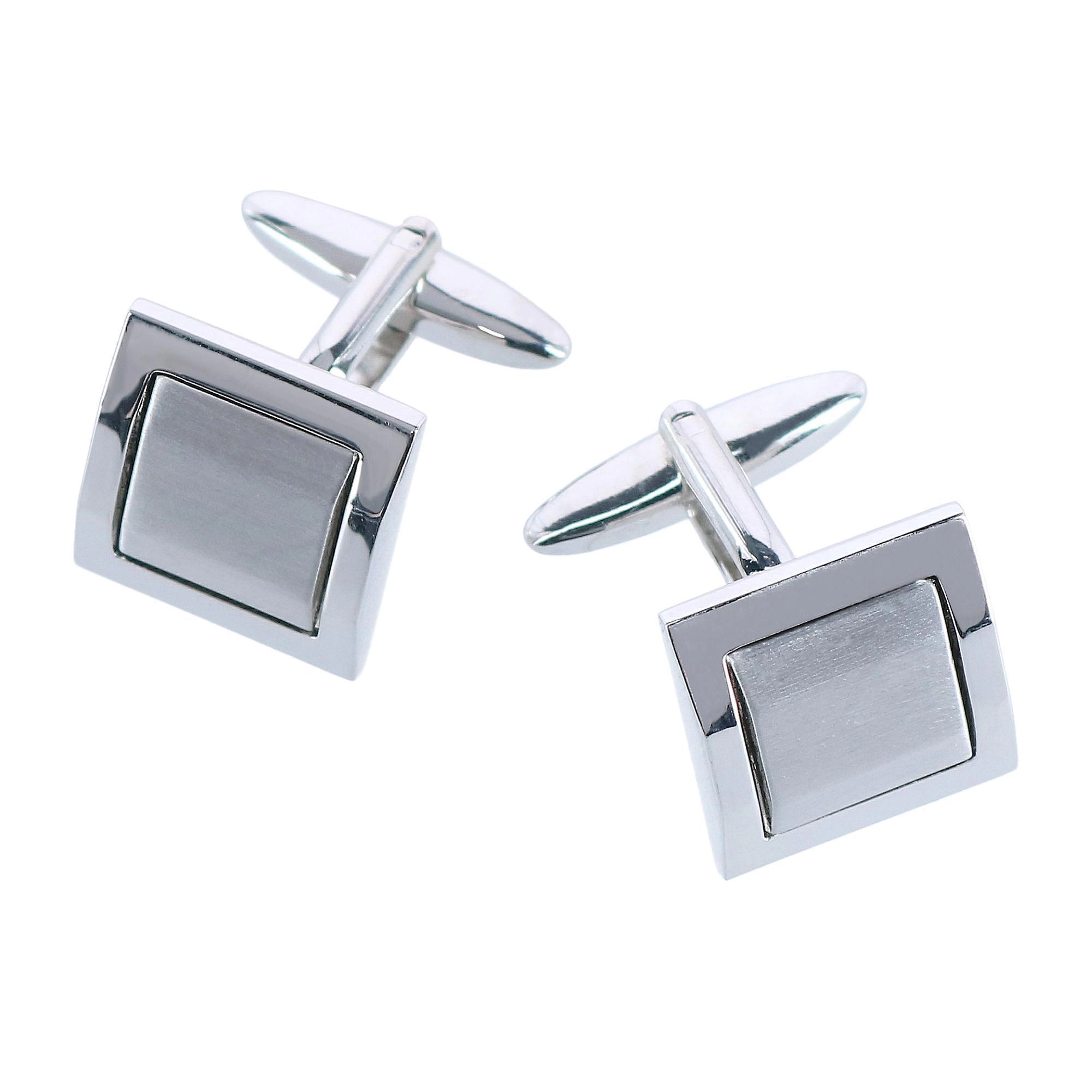 Trafalgar Plaza Square Rhodium Over Brass Set (Cufflinks & Tuxedo Studs)