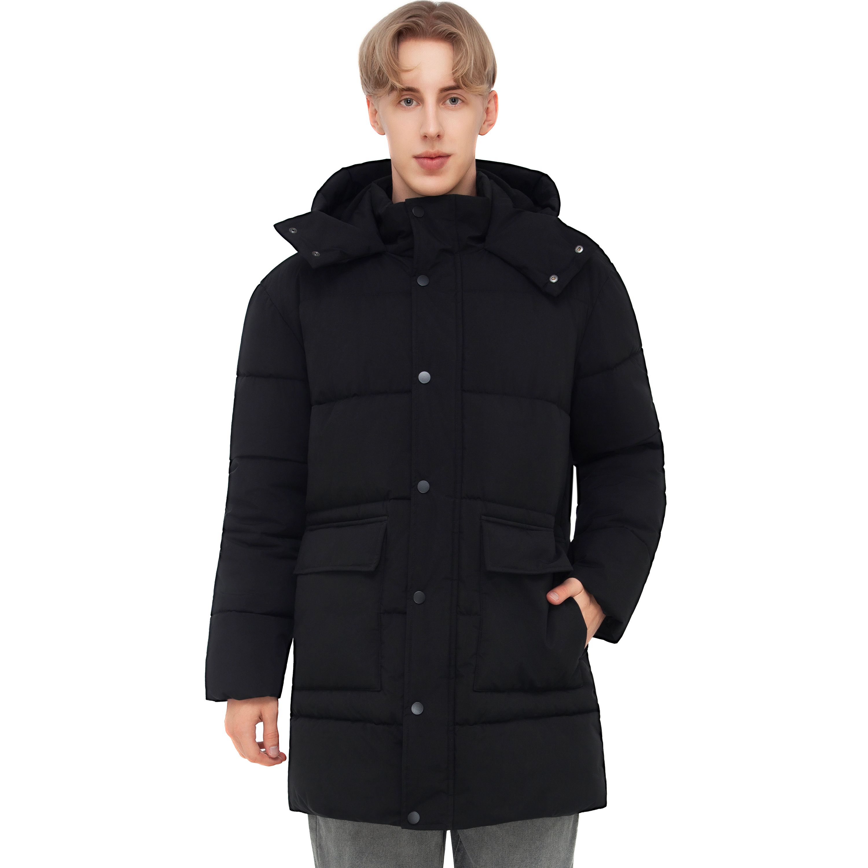 Rokka&Rolla Men's Hudson Hooded Long Puffer Jacket