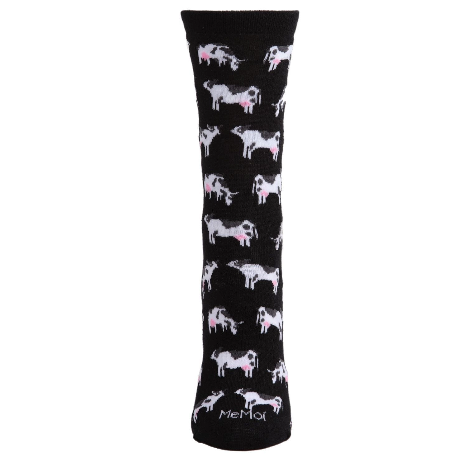 Memoi Women's Cool Cows Bamboo Blend Crew Socks