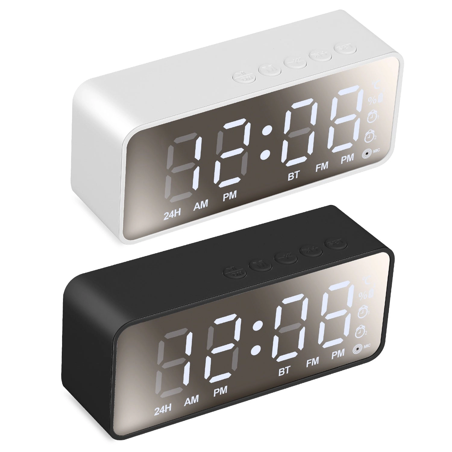 GBruno Mirror Digital Alarm Clock With FM Radio Speaker