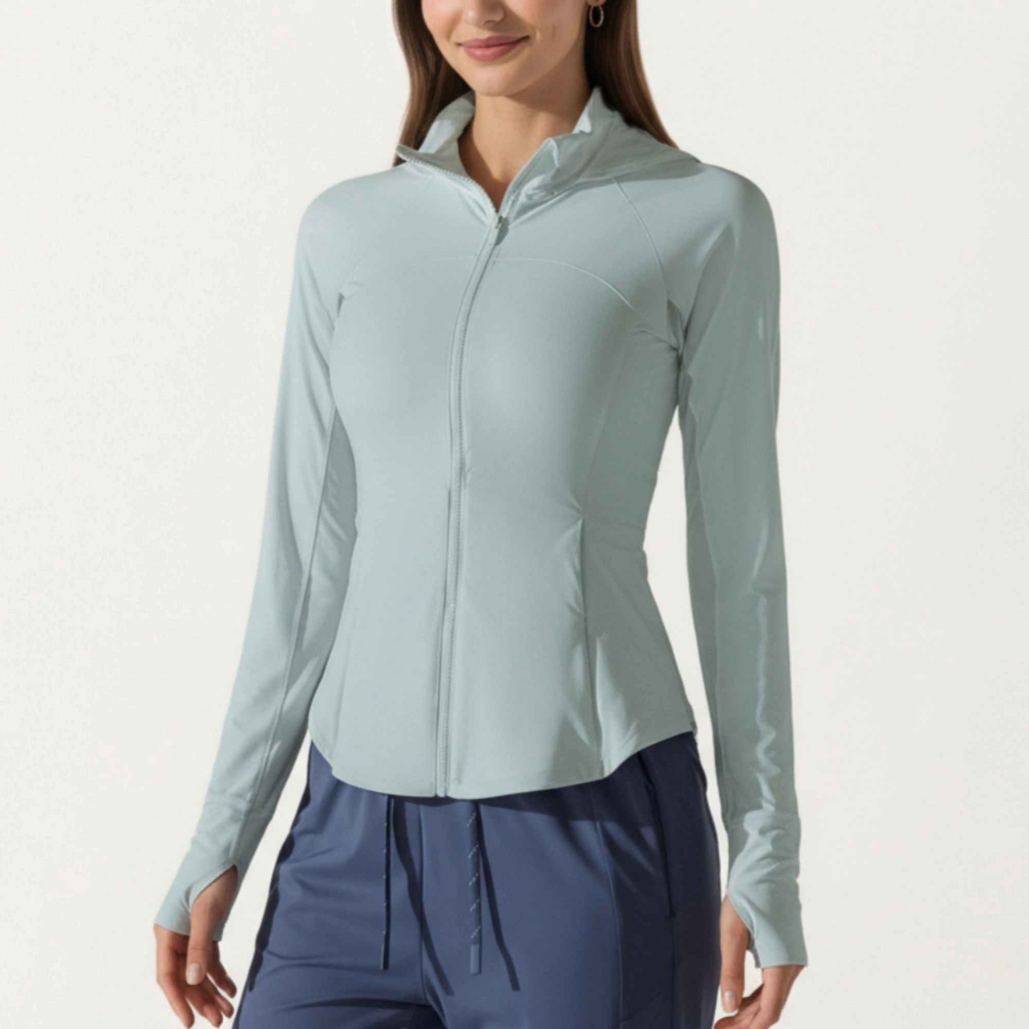 Anna-Kaci Women's Full-Zip Long Sleeve Active Jacket with Fitted Silhouette and High Neck