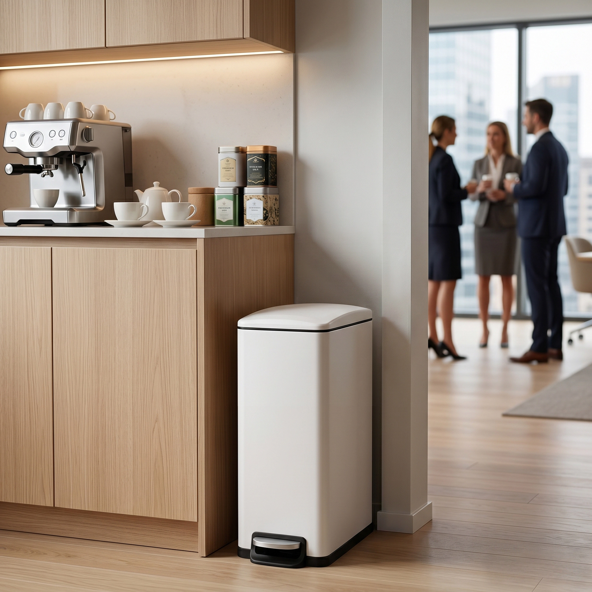 Innovaze 12.9 Gal./ 45 Liter Slim Stainless-Steel-Made Matt White Step-on Kitchen Trash Can