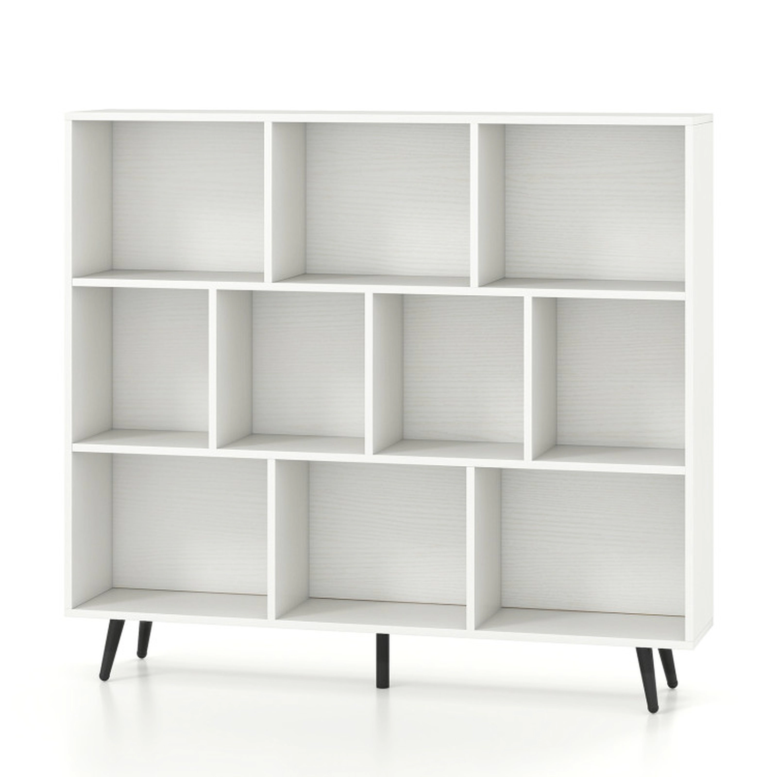 SUGIFT 10-Cube 42-in Tall Storage Bookshelf with 5 Tapered Metal Legs and 2 Anti-Tipping Kits for Bedroom
