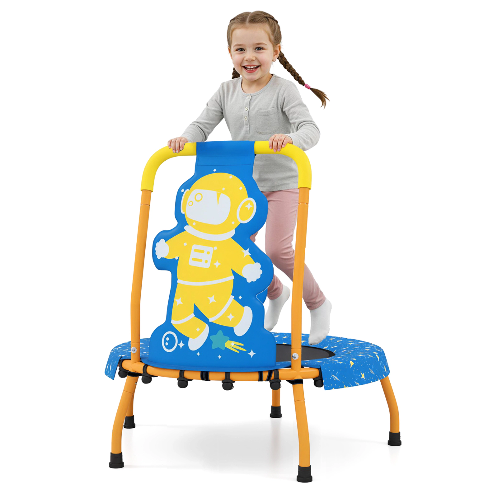 LJG Mini Trampoline for Toddlers with Foam Padded Handle and Safety Cover