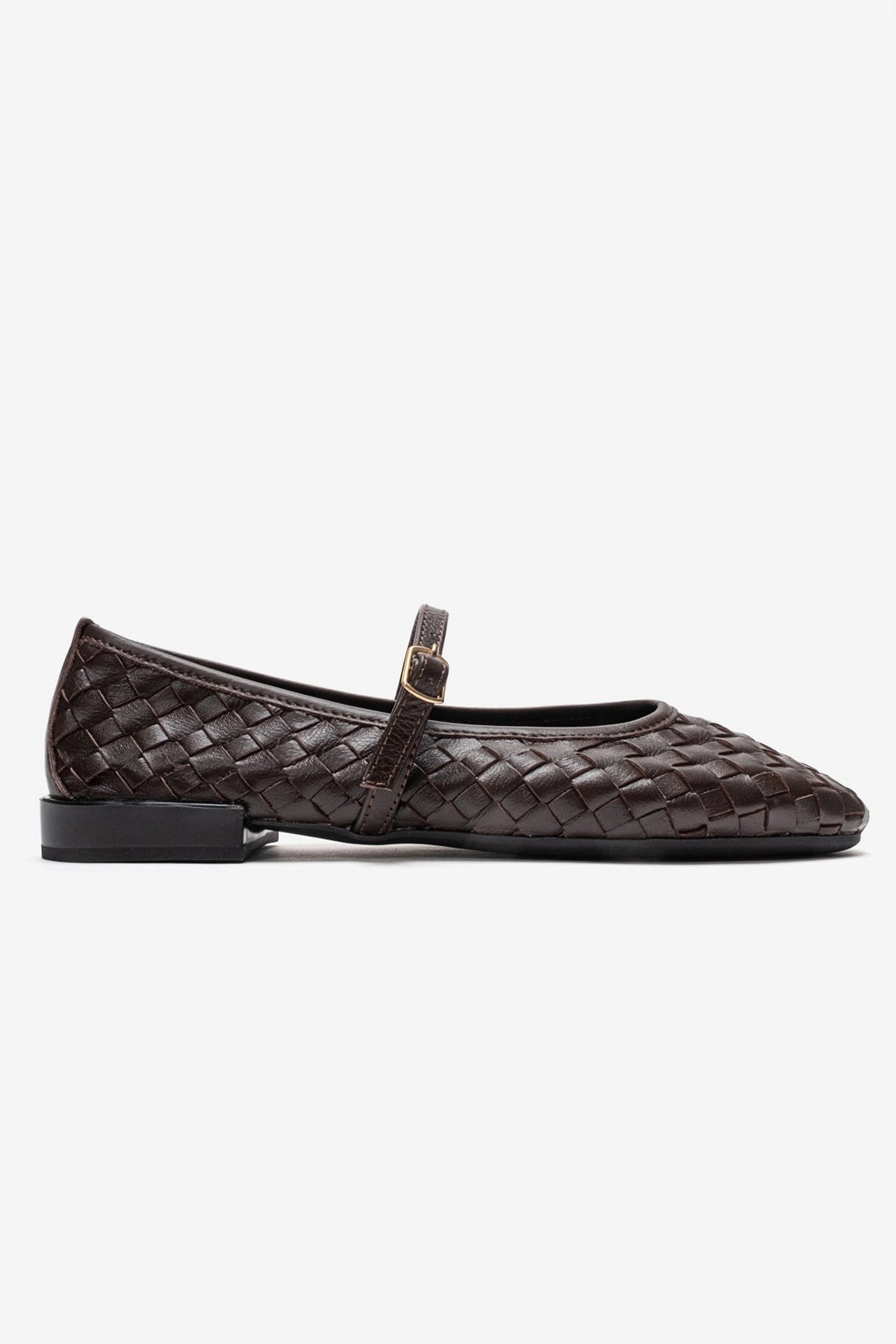 Forever & Always Womens Yevora Leather Woven Strap Ballet Flat