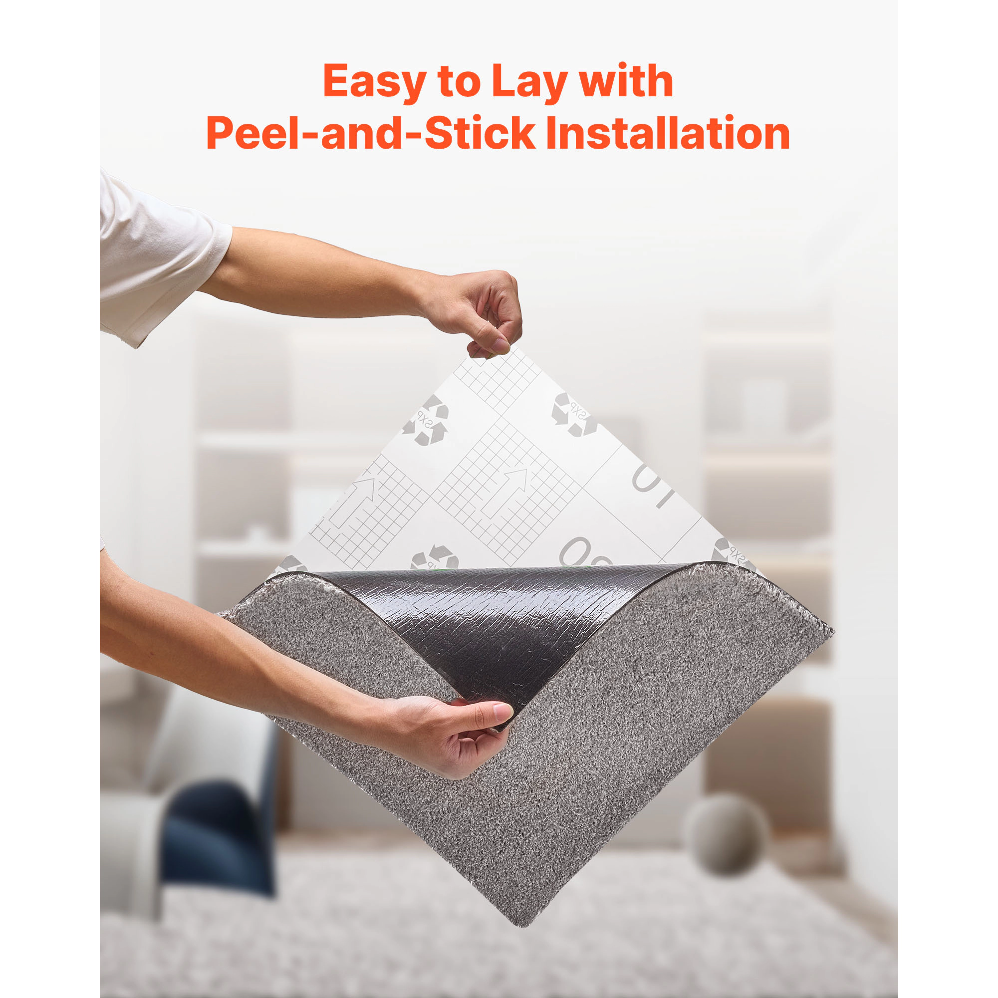 HONGGE Self Adhesive Carpet Tiles Soft Padded Floor for Easy DIY Living Room