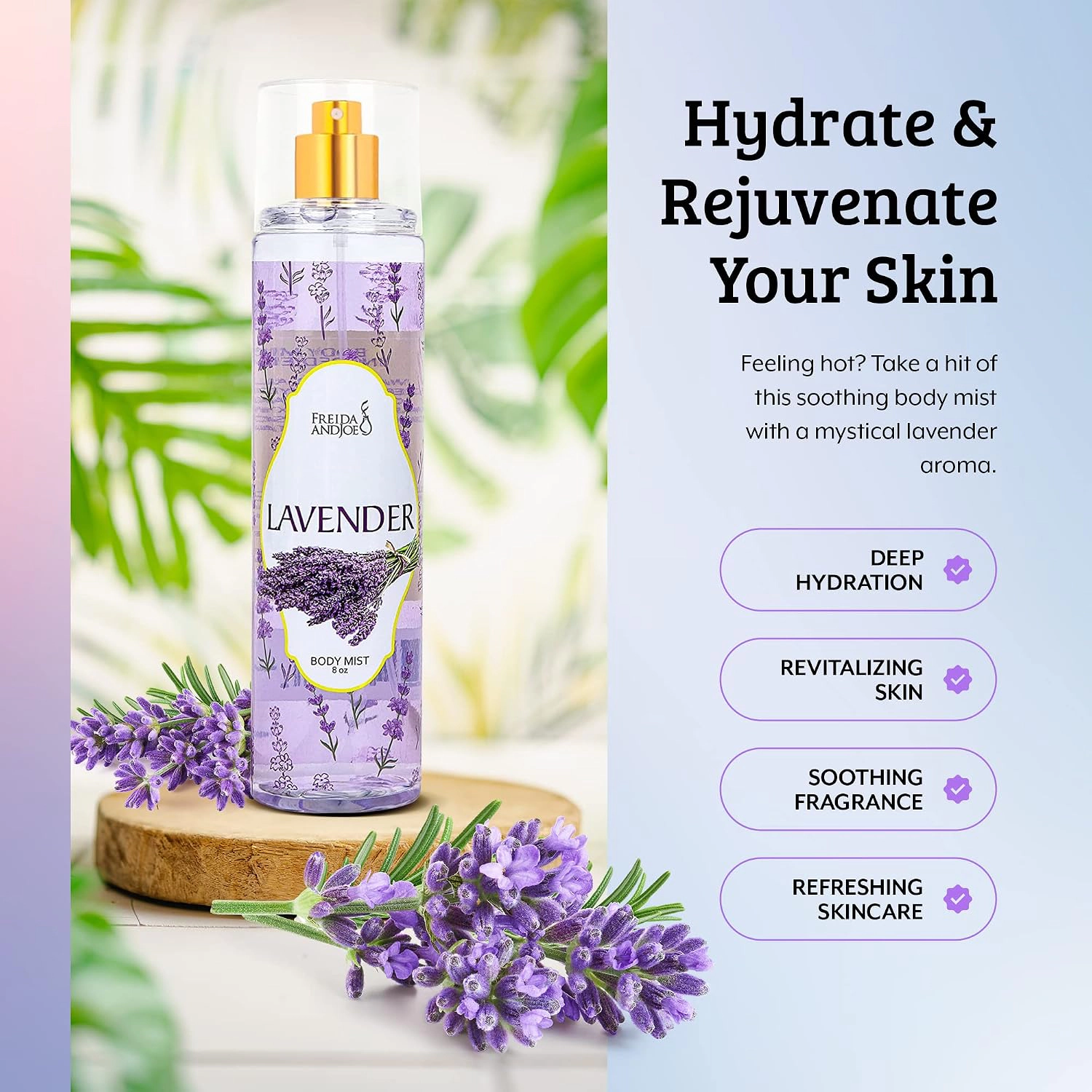 Freida and Joe Womens 10oz Deep Moisturizing Fragrance Body Lotion & 8 oz in lavender Scent