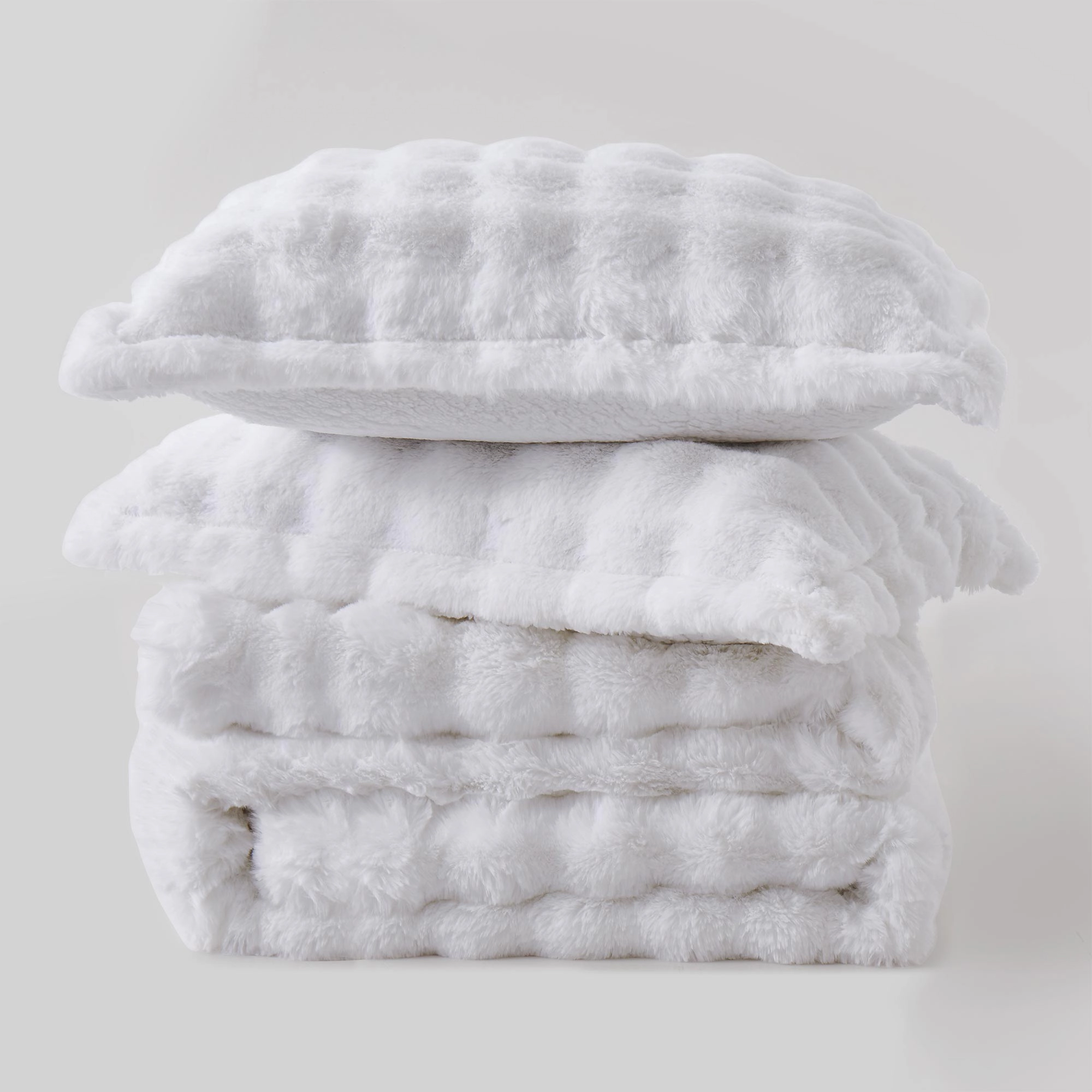 Unikome Dual-Side Fluffy Faux Rabbit Fur Comforter Set, Plush Fuzzy Bedding Set