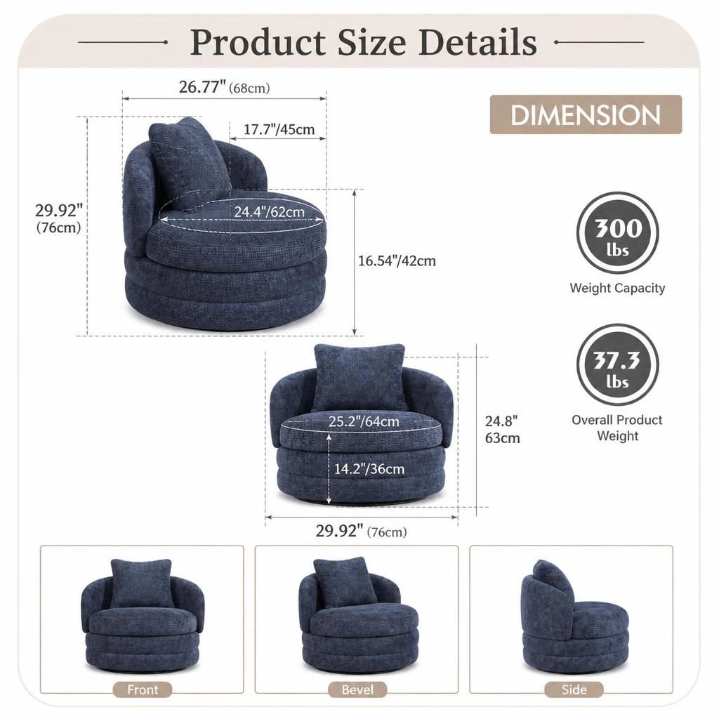 GOODSILO Low Profile Upholstered Armless Accent Chair
