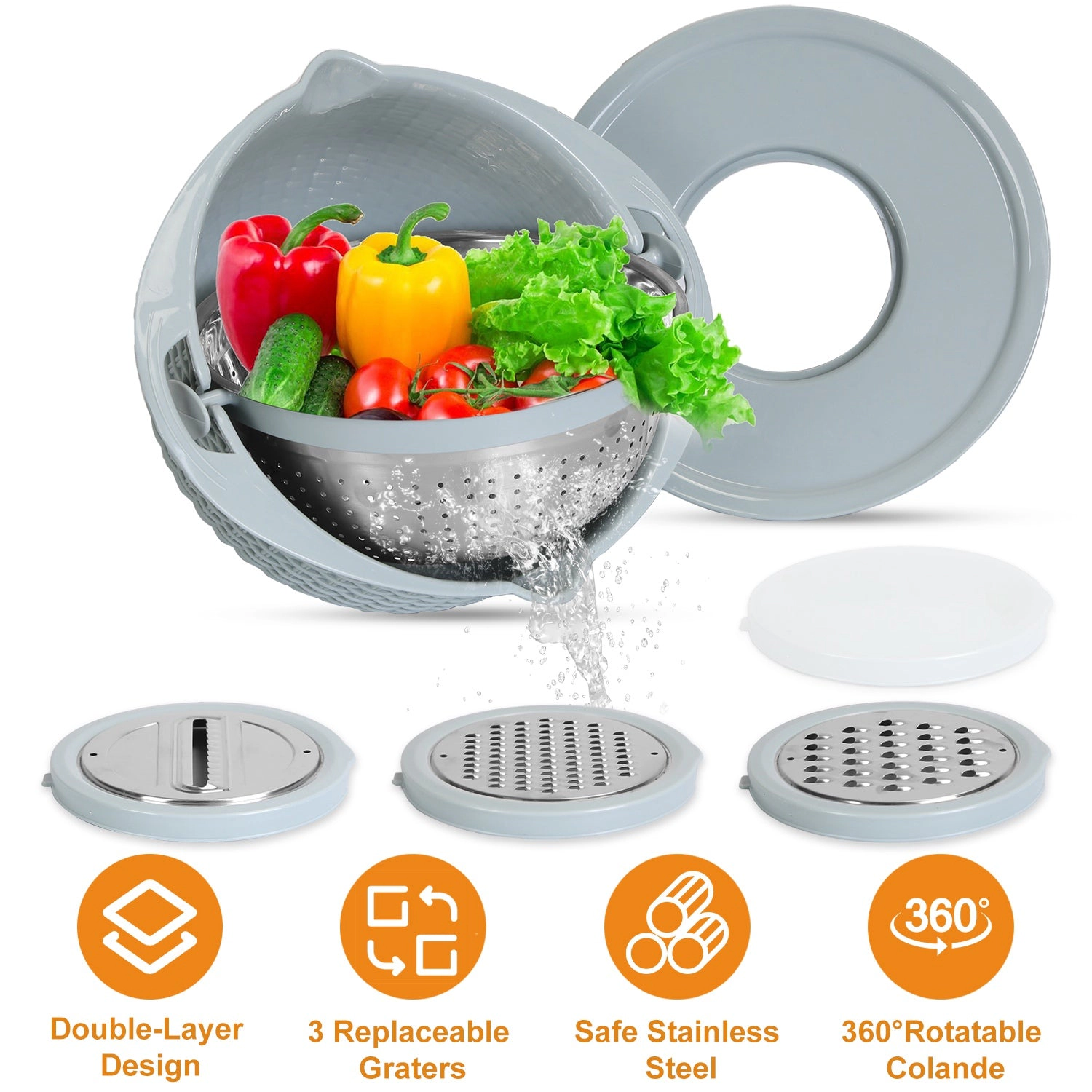 GBruno Stainless Steel Mixing Bowl With Grater Set
