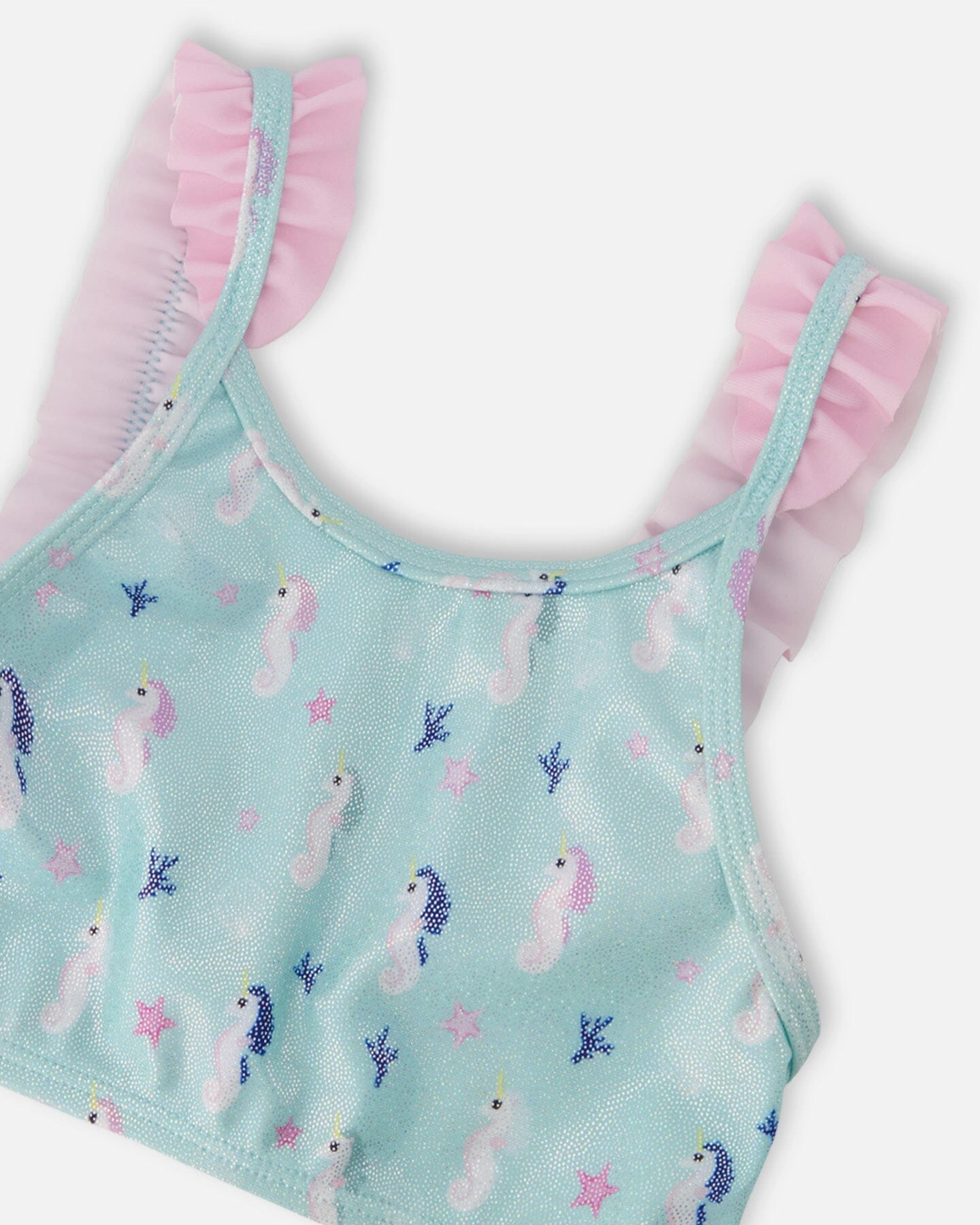Deux par Girls Seahorse Print Top and Bottom Two-Piece Swimsuit