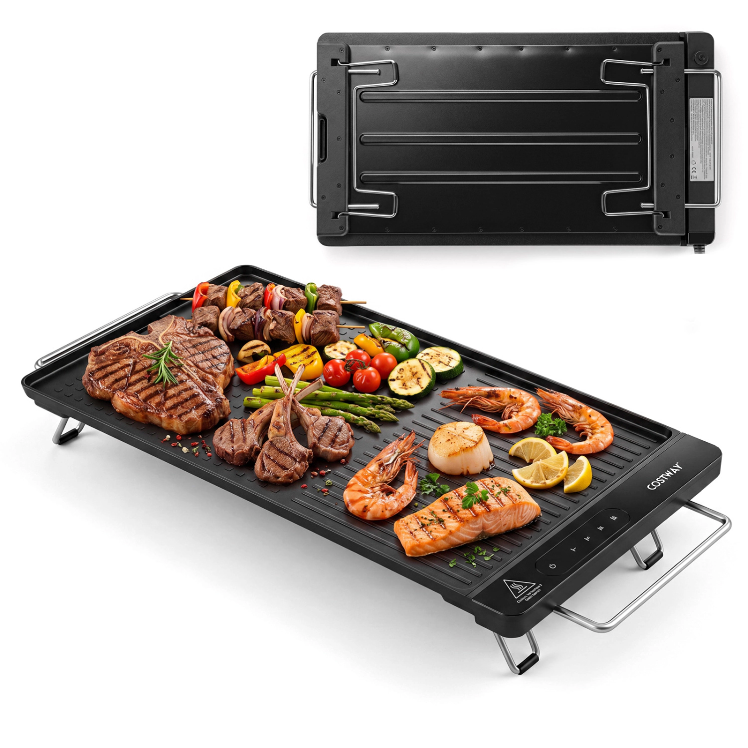 LJG 1300W Indoor Electric Grill with Removable Touch Panel