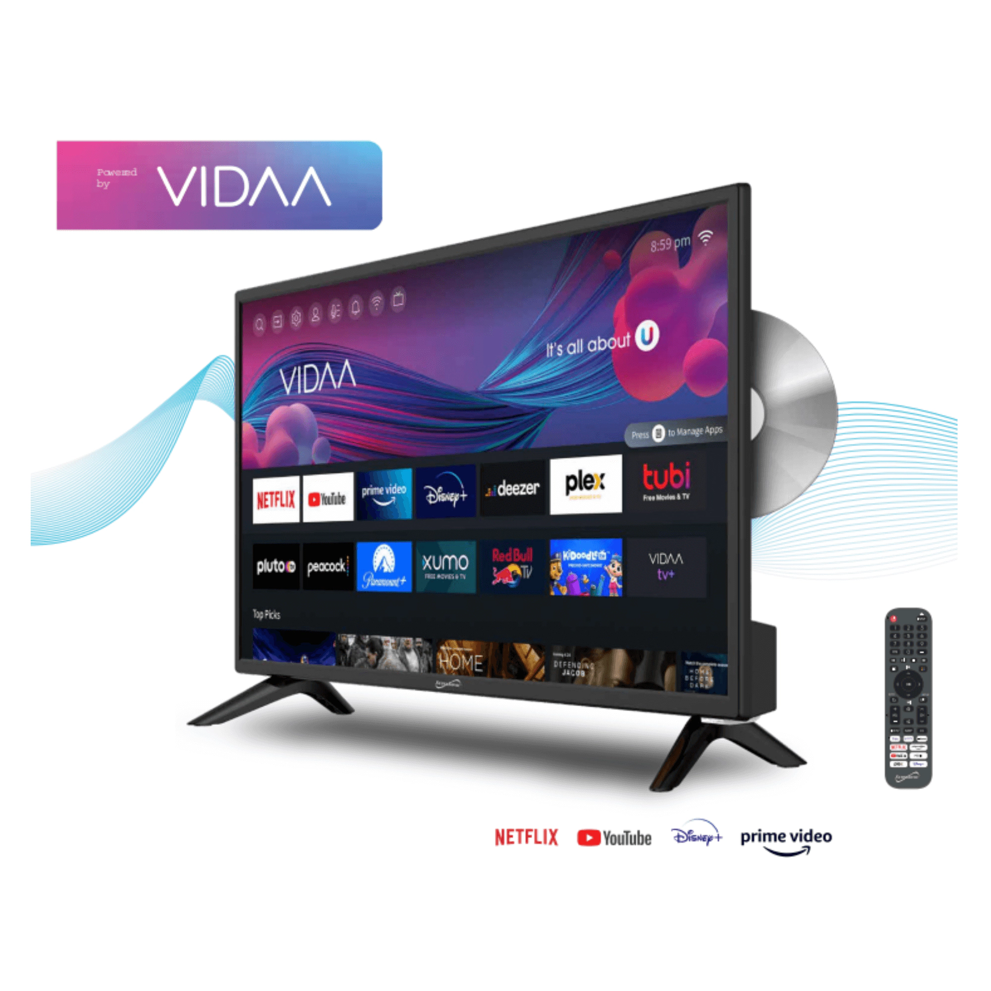 Supersonic Smart 24-inch VDAA DLED TV with DVD Player