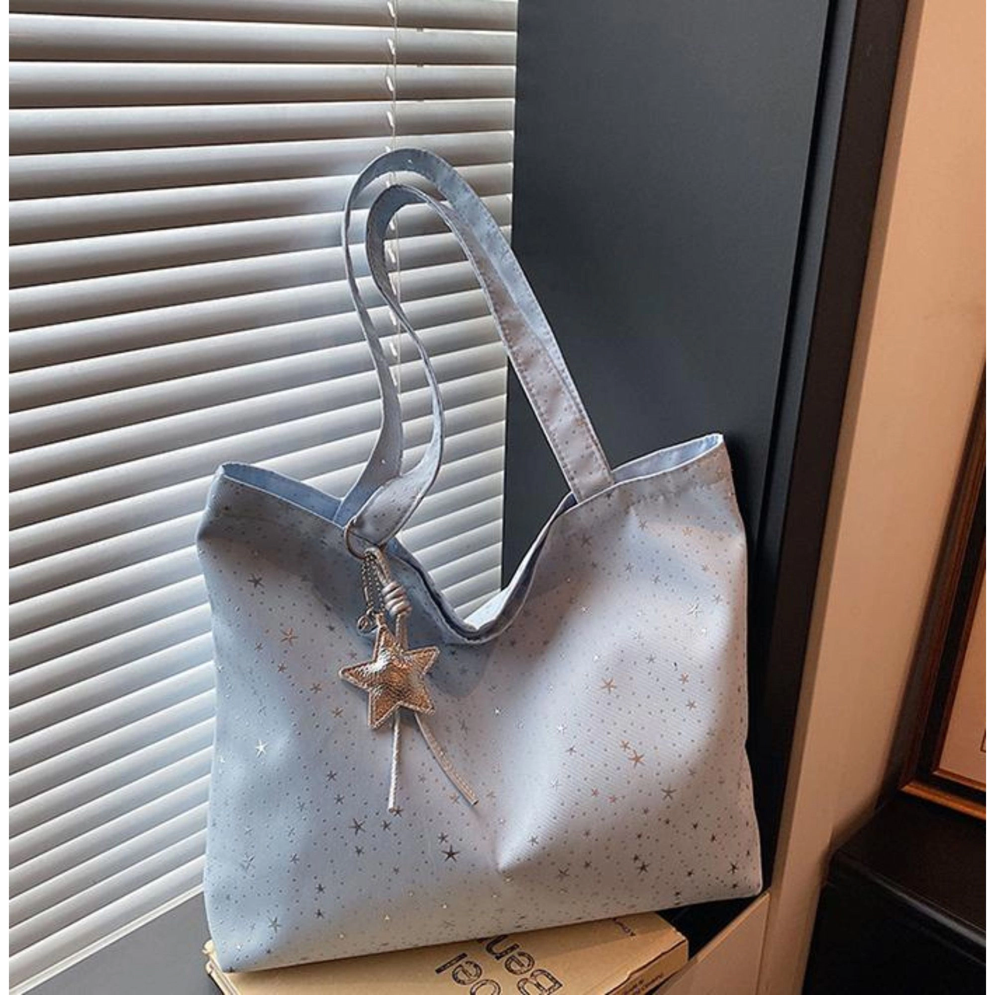 Alilang Women's Star Print Canvas Tote Bag Large Capacity Casual Shoulder