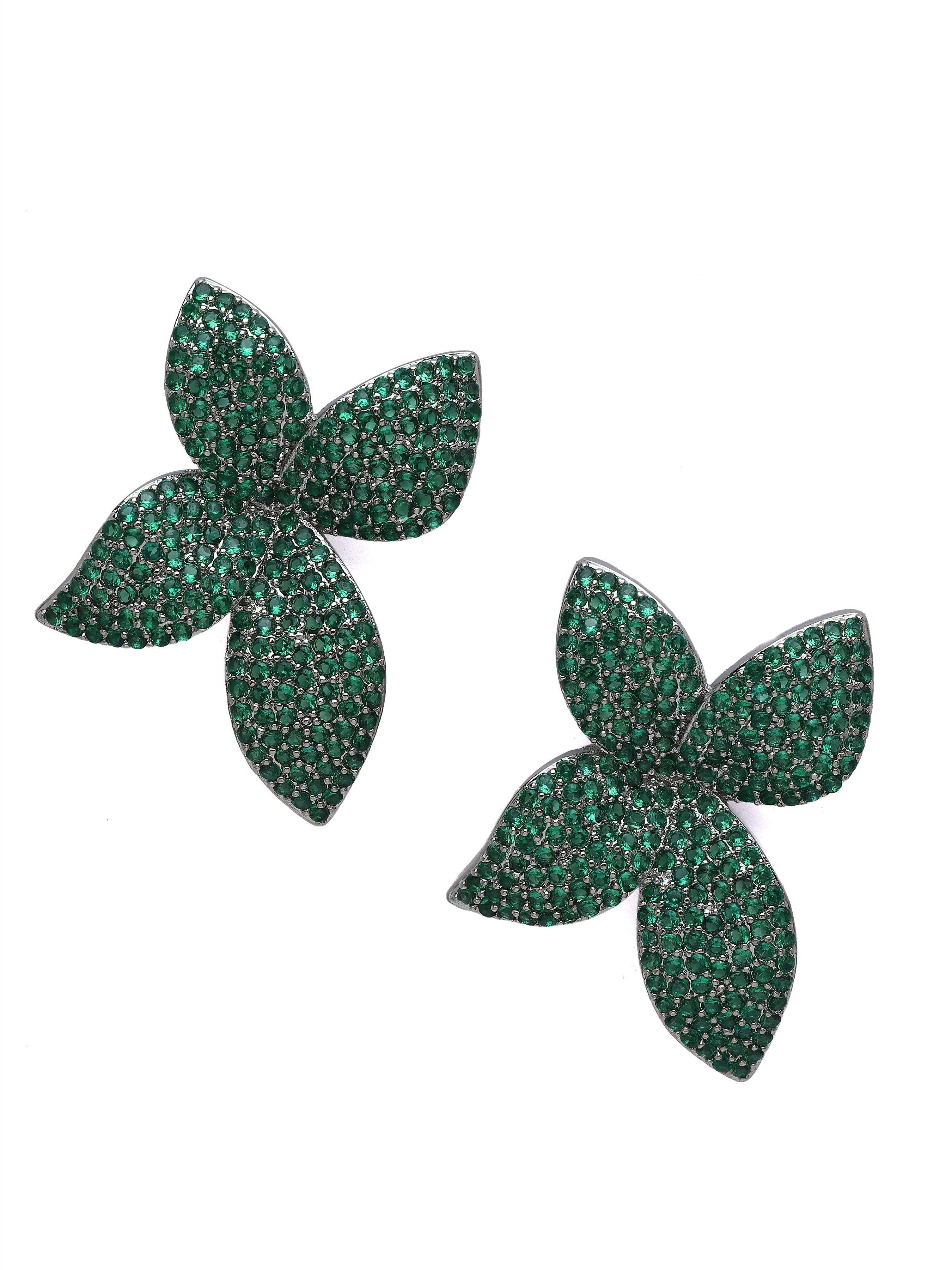 AGP PARIS Womens Pavé Floral Stud Earrings