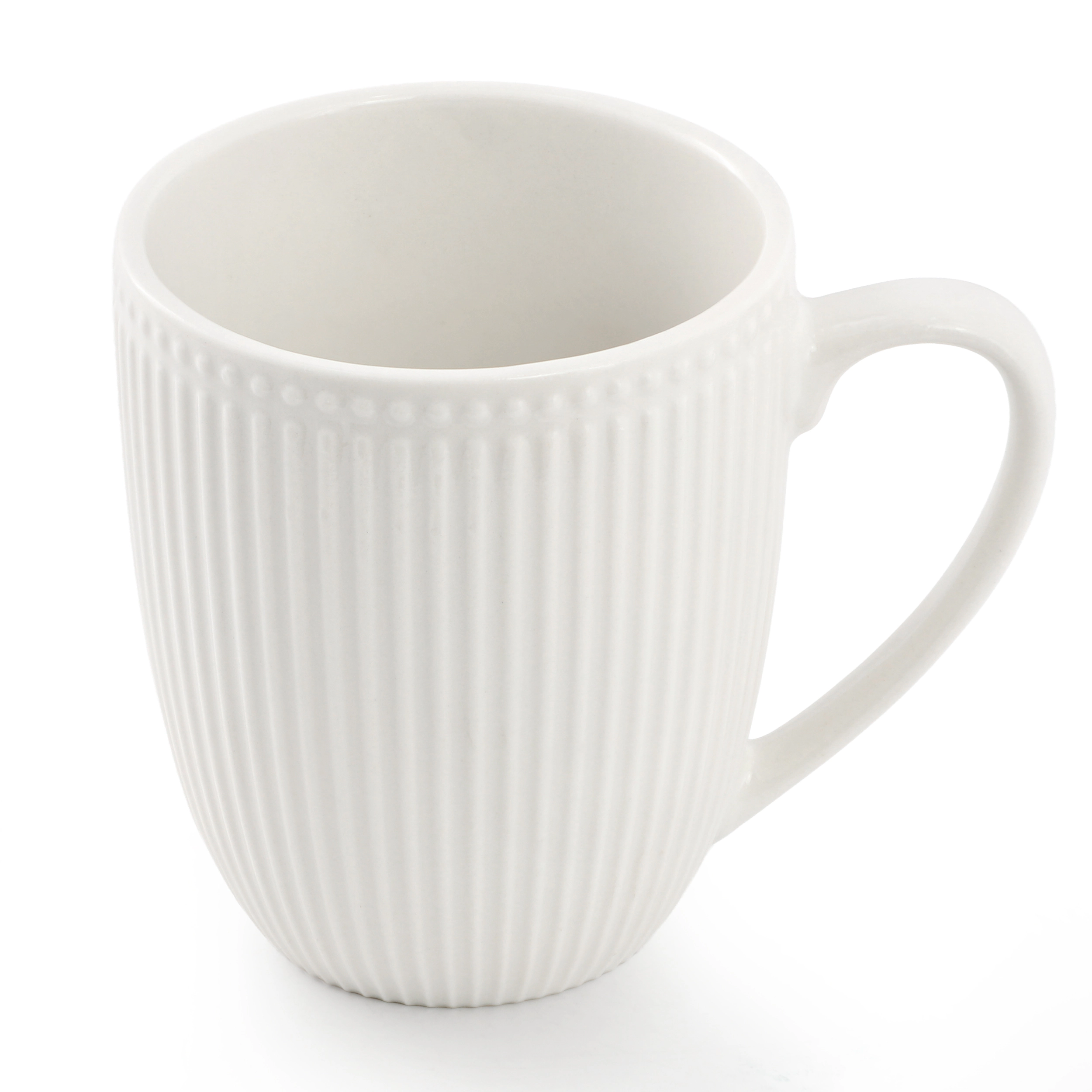 Elama Gretel 6 Piece Round Stoneware 12 Ounce Mug Set in White