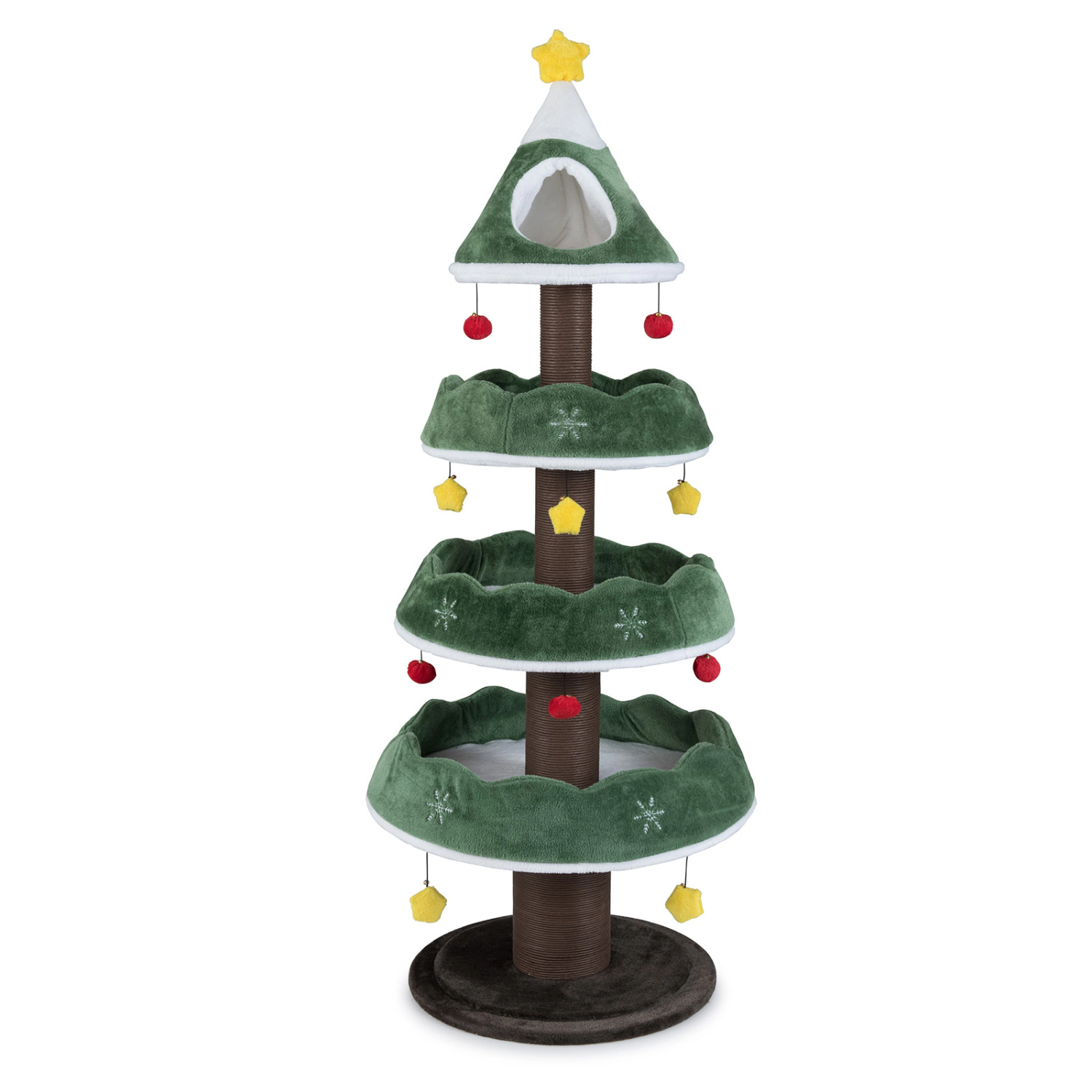 LJG Multi-level Christmas Cat Tree with 3 Platforms & Upholstered Top Perch