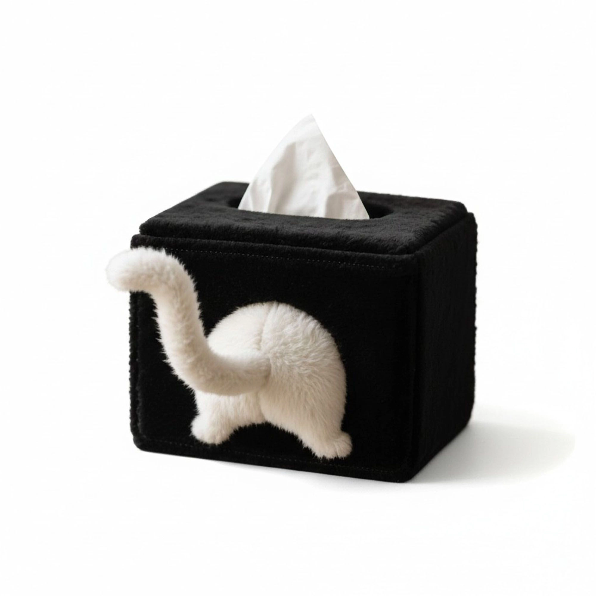 Alilang Unisex Cat Tail Shaped Tissue Box Cover Soft Plush Decorative Holder