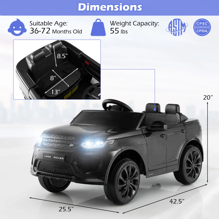 Hivvago 12V Kids Ride On Car with Remote Control Lockable Doors Slow Start System and LED Lights
