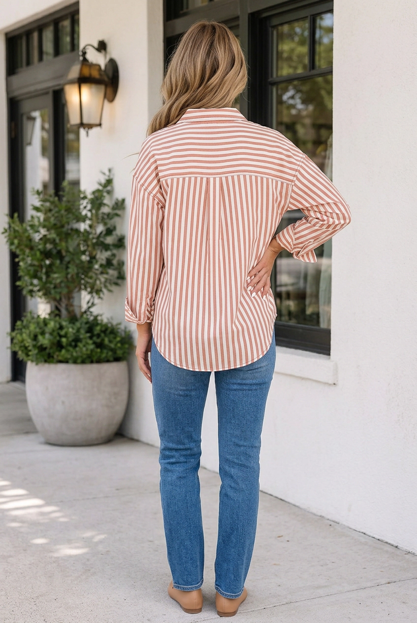 Threaded Pear Jaliyah Casual Shirt Long Sleeve Top