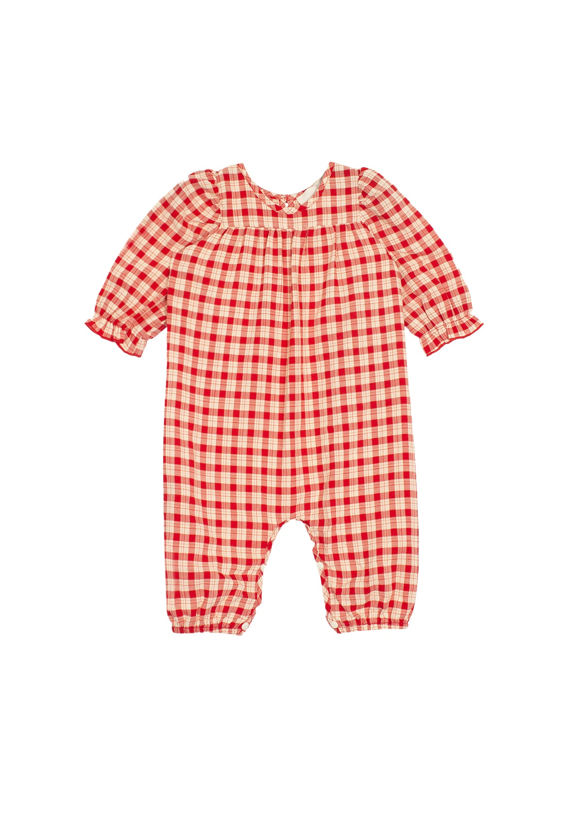 Mabel and Honey Paisley Woven Plaid Romper
