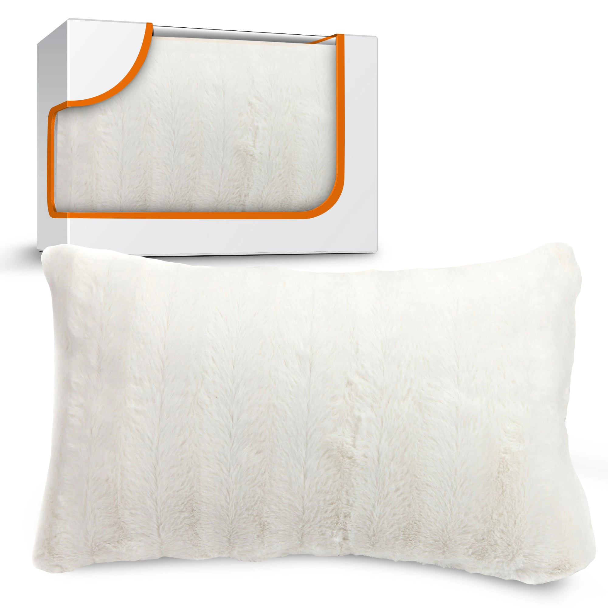 Cheer Collection 12 x 20 Inch Embossed Faux Fur Decorative Throw Pillow Cover, Pillowcase Only