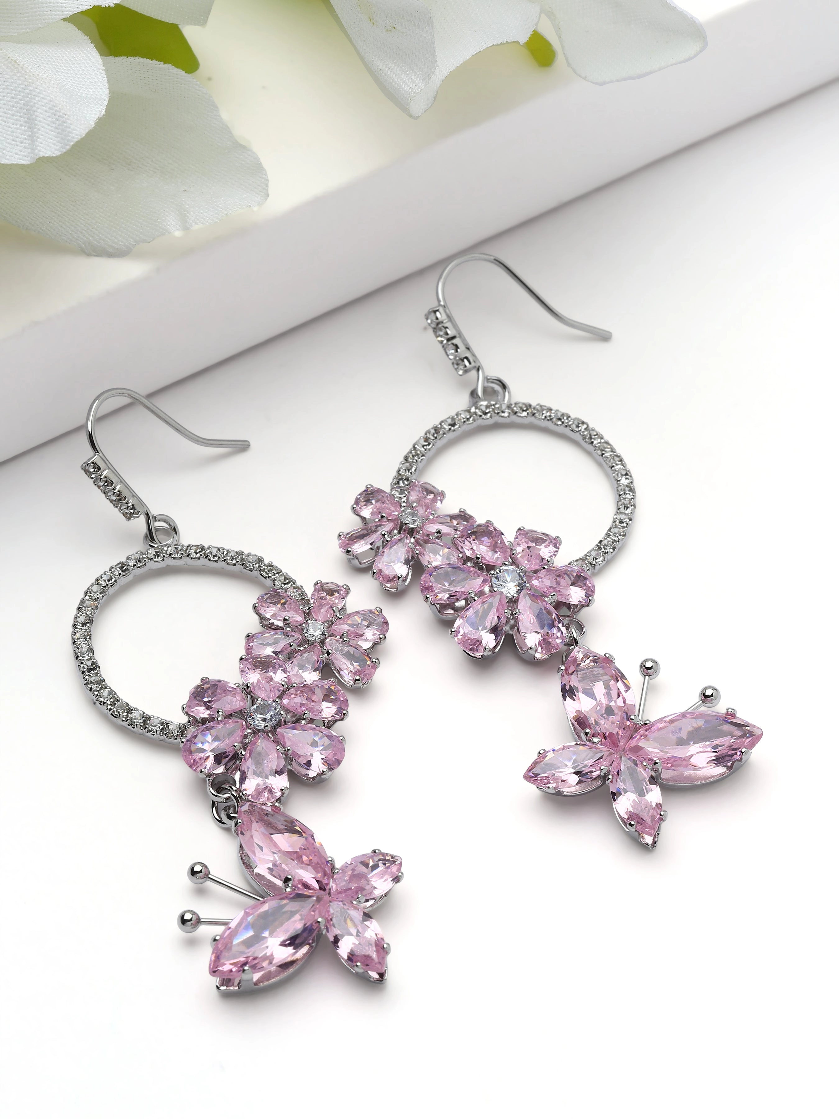 AGP PARIS Womens Butterfly Wreath Drop Earrings