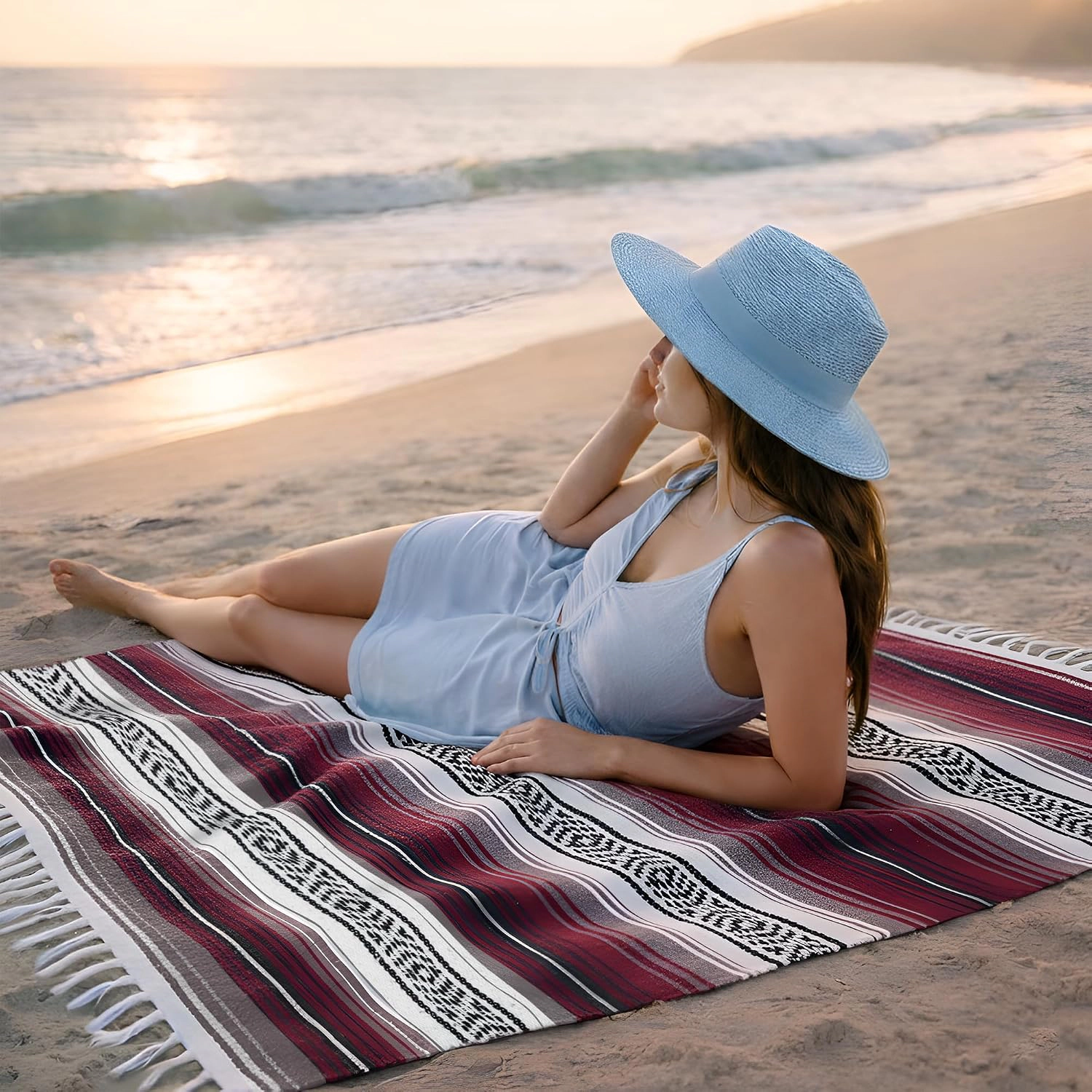 Zulay Kitchen Extra Large Mexican Blanket 120x180 Authentic Woven Throw