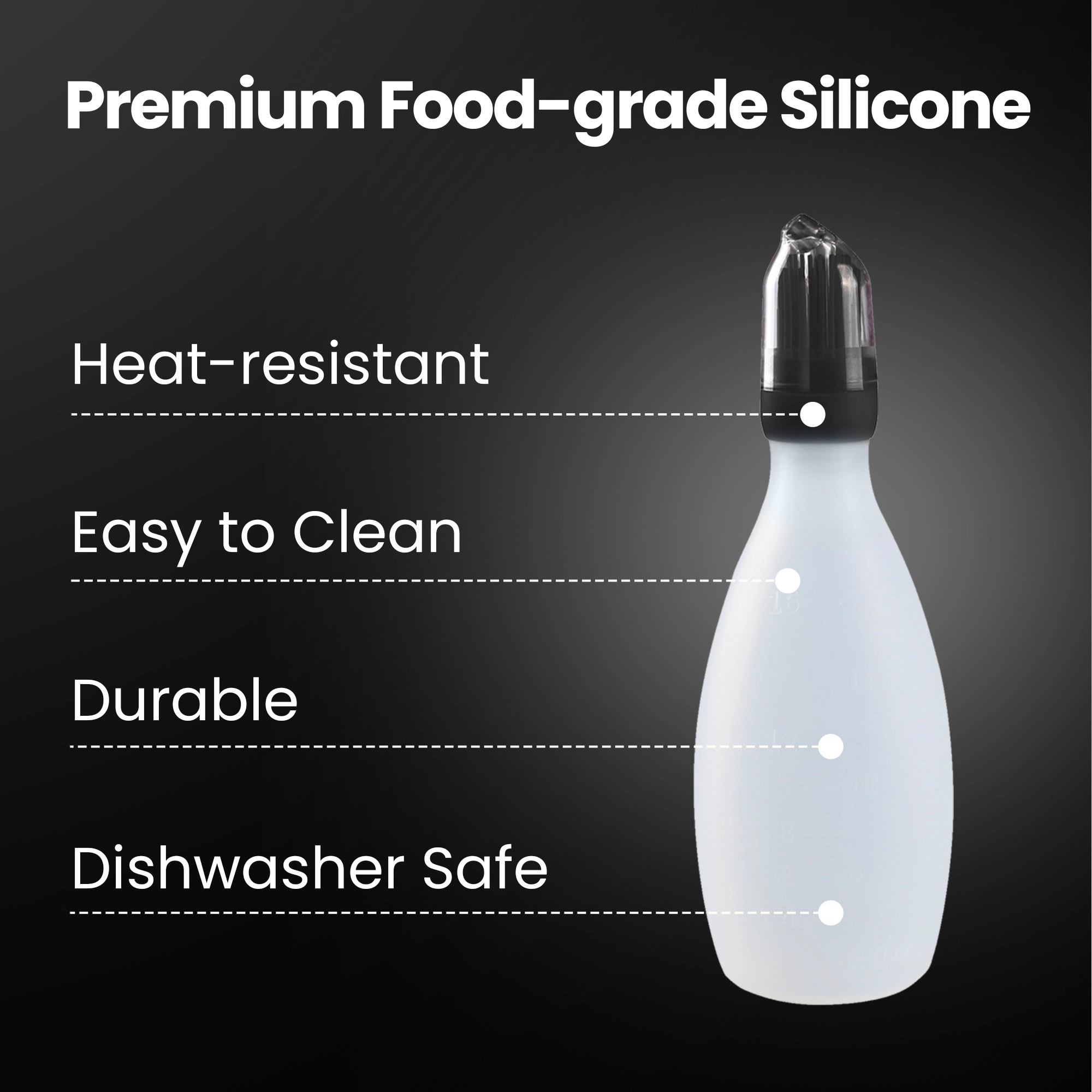 Gourmet Easy Silicone Pastry Brush, Slicone Basting Brush with Sauce Bottle (Black)