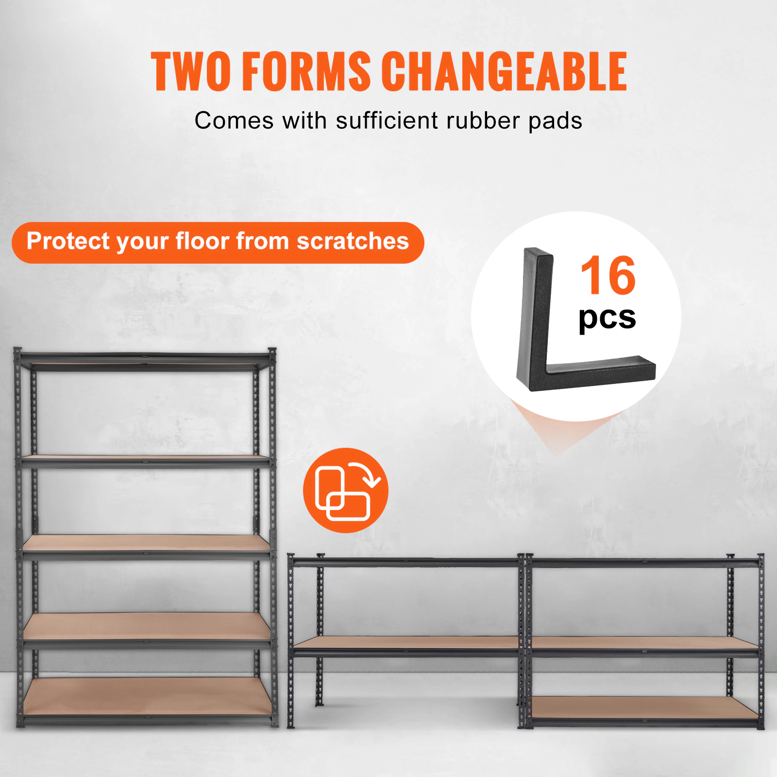 HONGGE Heavy Duty Garage Storage Shelves, 5-Tier Adjustable Rack, 2000 lb Capacity, 48 x 24 x 72 Inch, Black