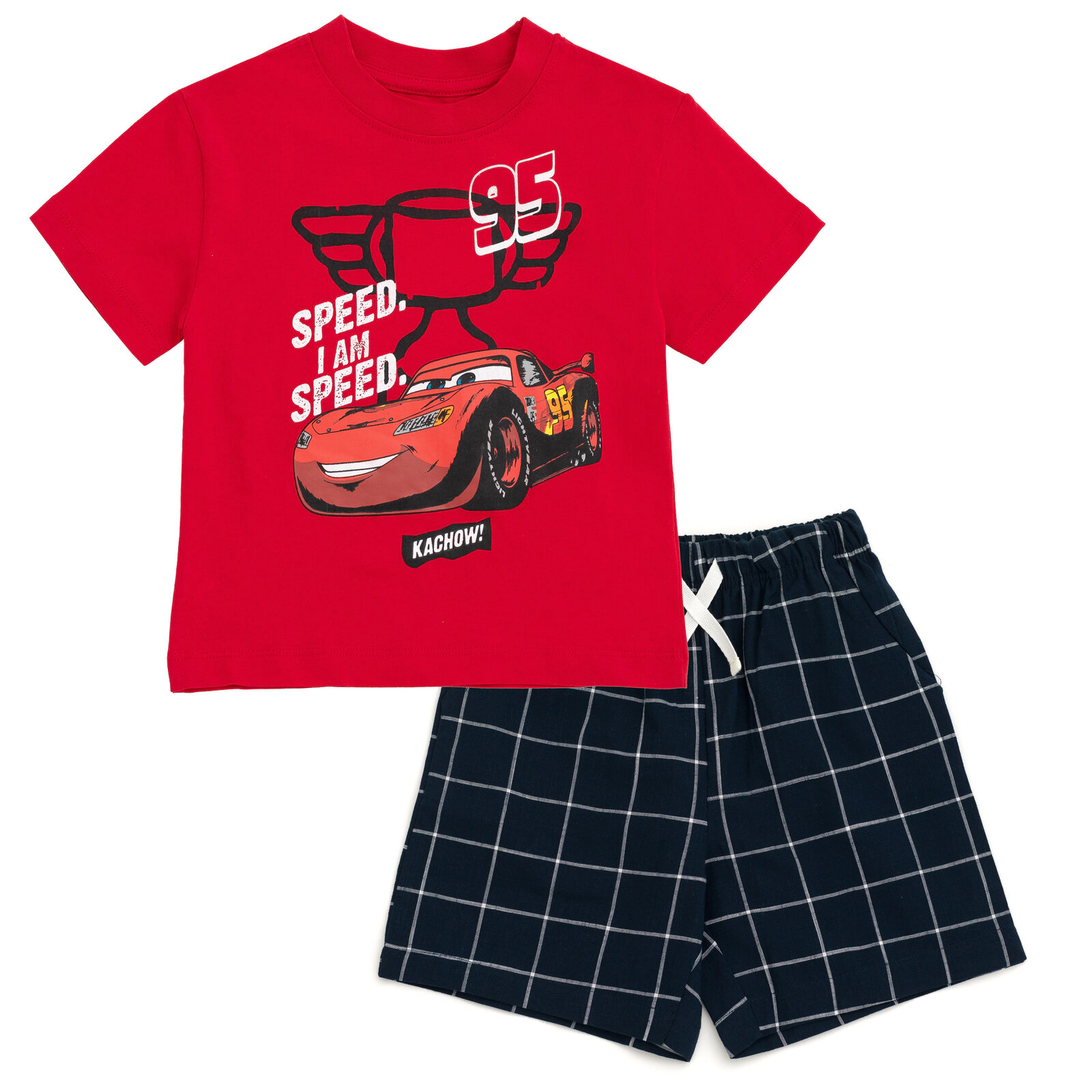 Disney Boys' T-Shirt and Plaid Shorts Set