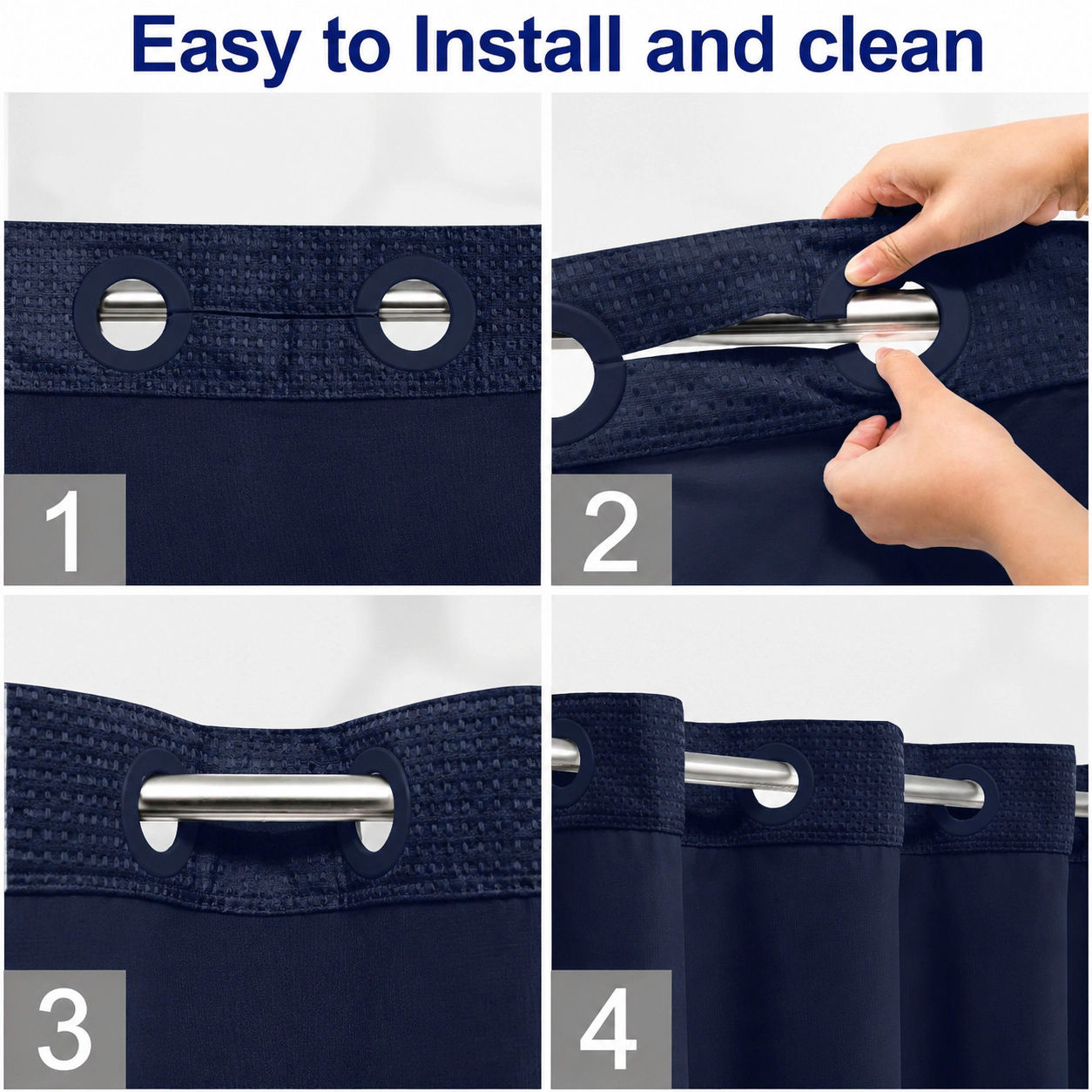WZK Waffle Weave Snap In Liner No Hooks Required Waterproof Washable Heavy Duty Shower Curtain