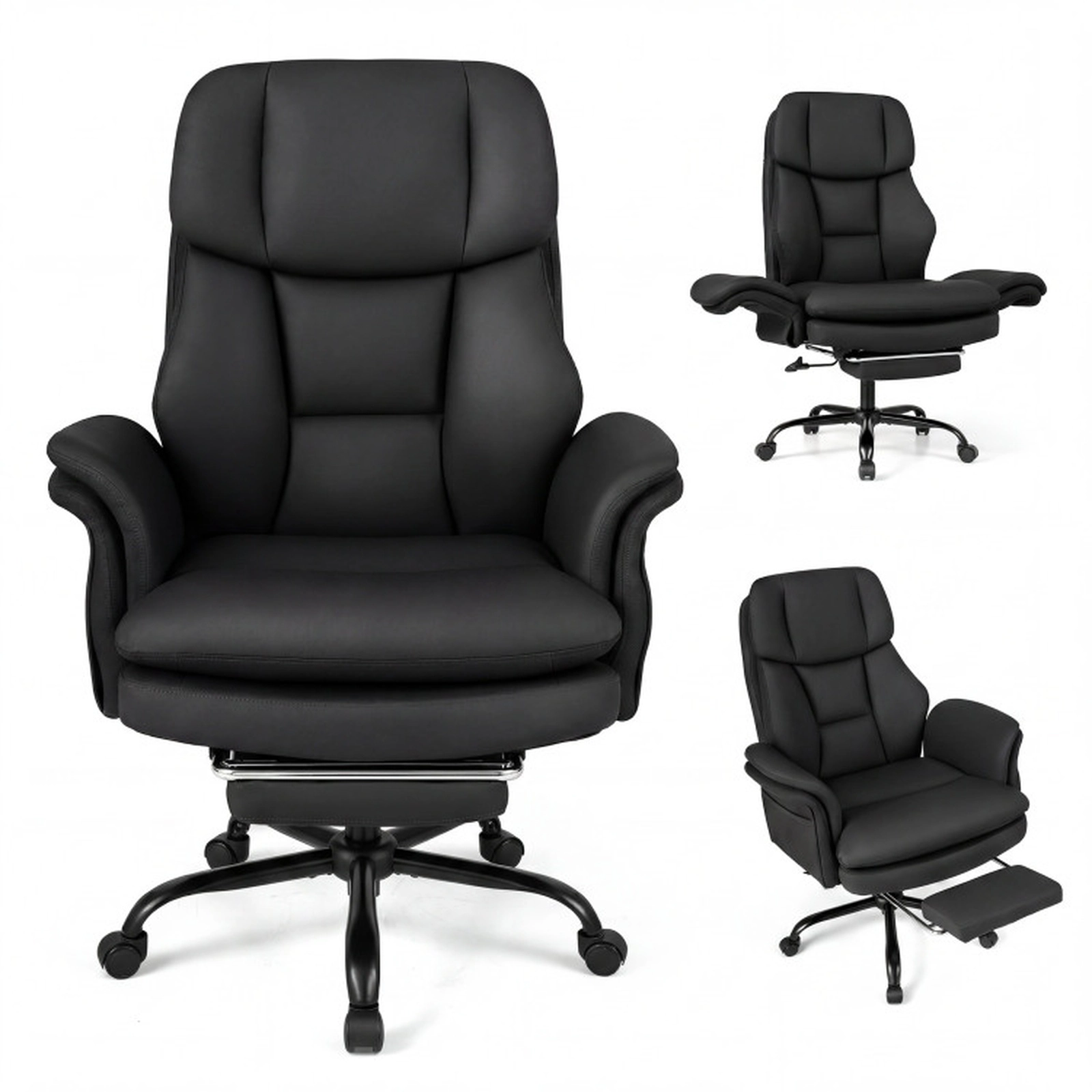 SUGIFT Retractable Footrest 500-lb Ergonomic Cross Legged Big and Tall Executive Chair