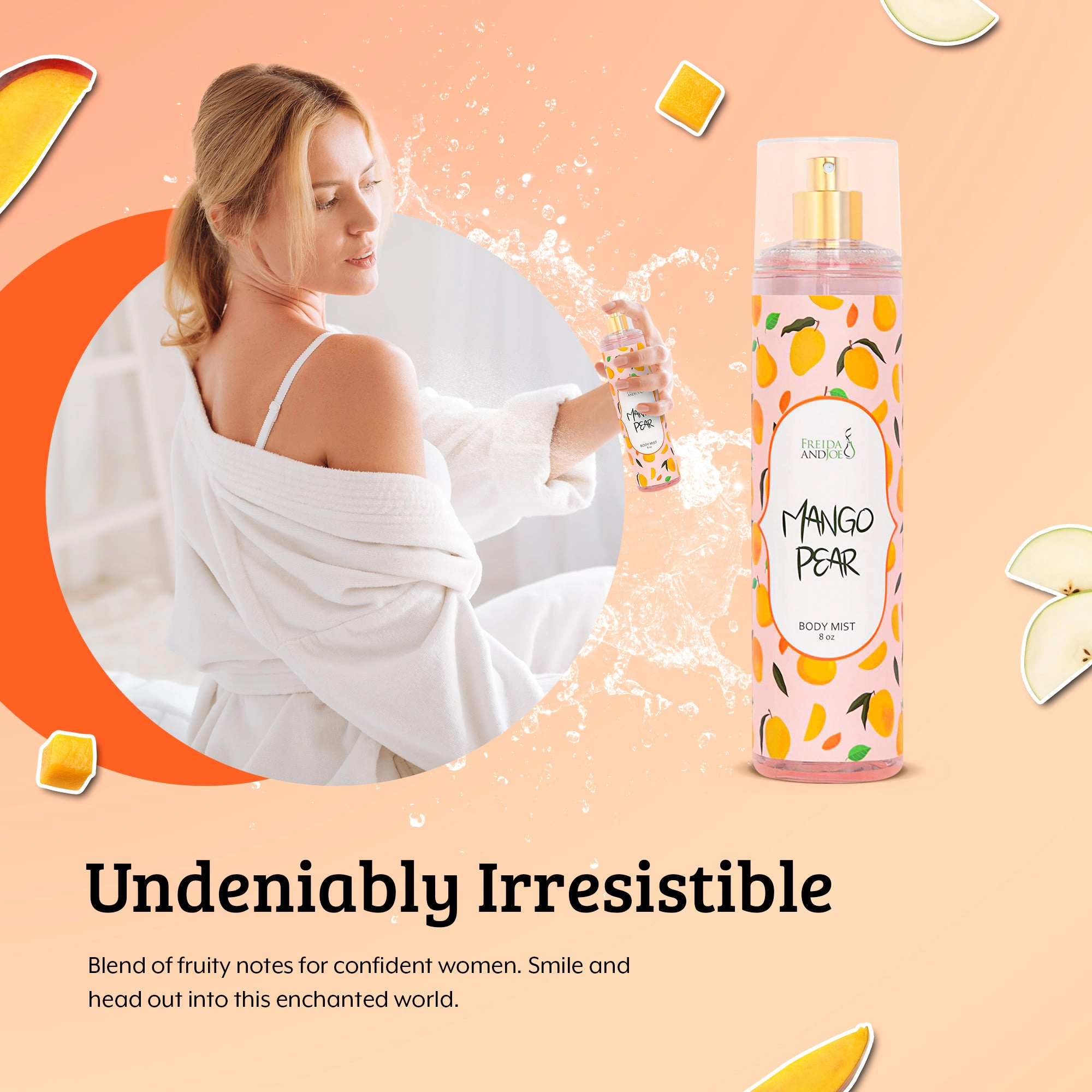 Freida & Joe Mango Pear Fine Fragrance Body Mist In 8oz Spray Bottle