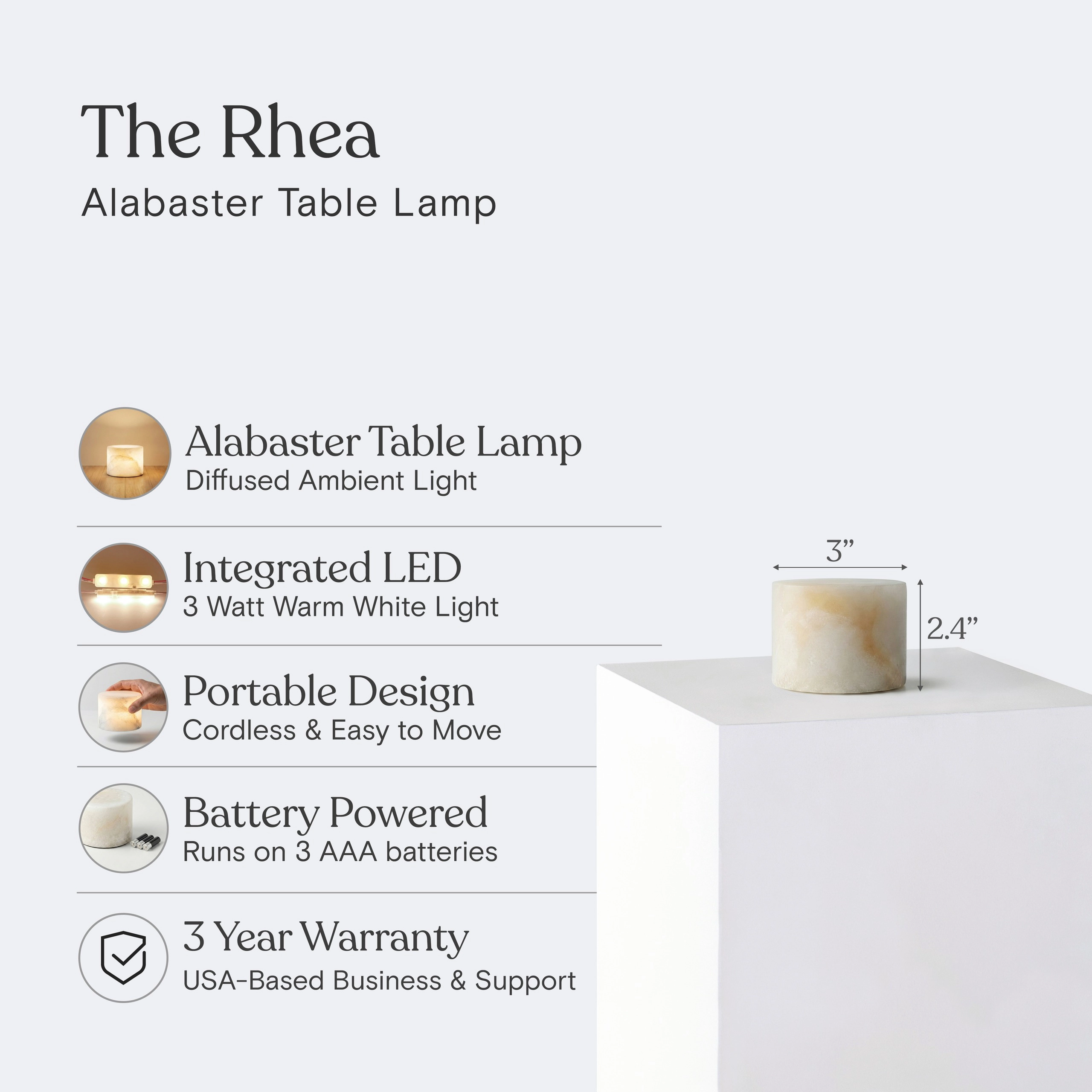 Brightech Rhea Alabaster Portable Table Lamp