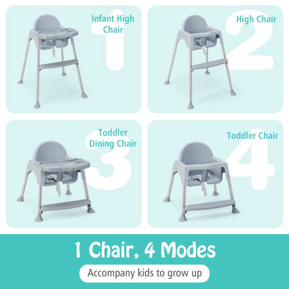Hivvago 4-in-1 Convertible Baby High Chair with Removable Double Tray