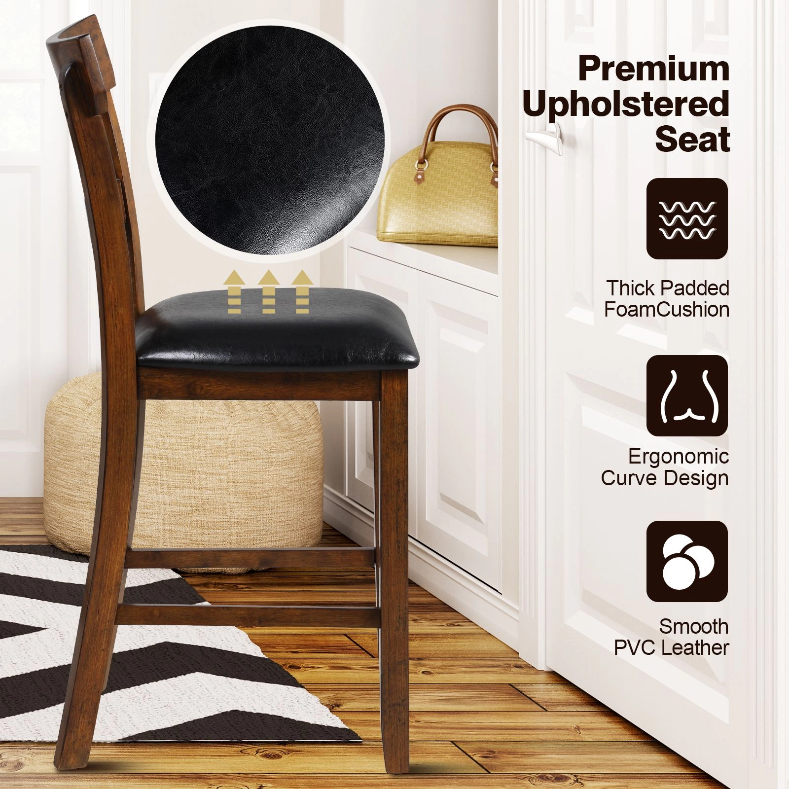 SlickBlue Counter Height Kitchen Chairs with Wood Legs
