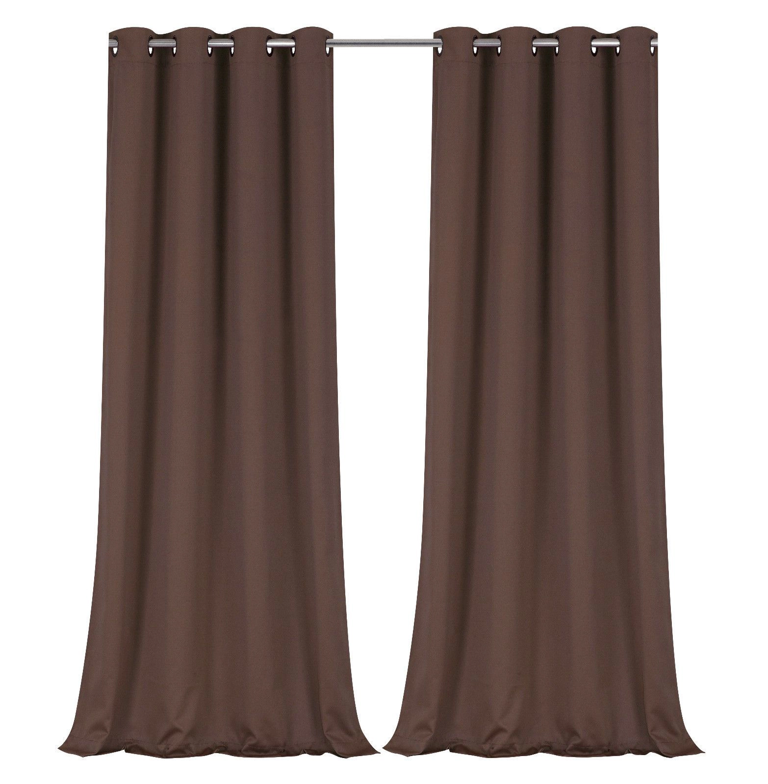 Kate Aurora Brown 2 Piece Grommet Top Blackout Curtain Panels For Extra Long Windows