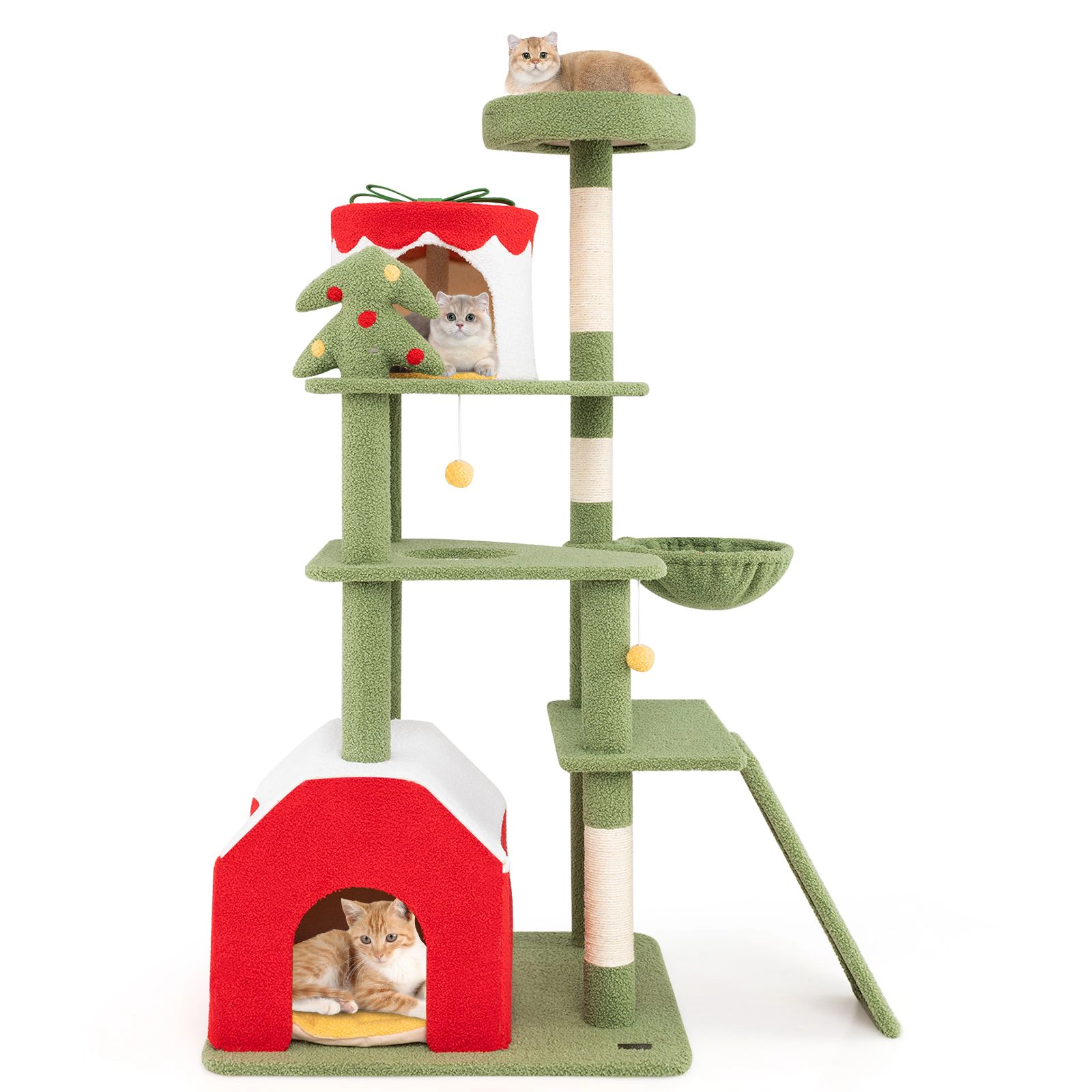 SlickBlue Christmas Cat Tree with 2 Condos
