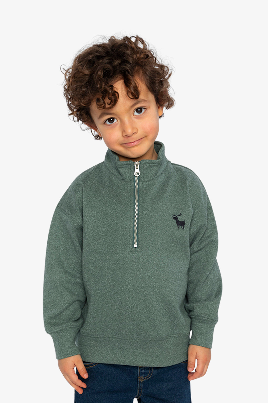 Deux par Boys Half Zip Mock Neck Sweater