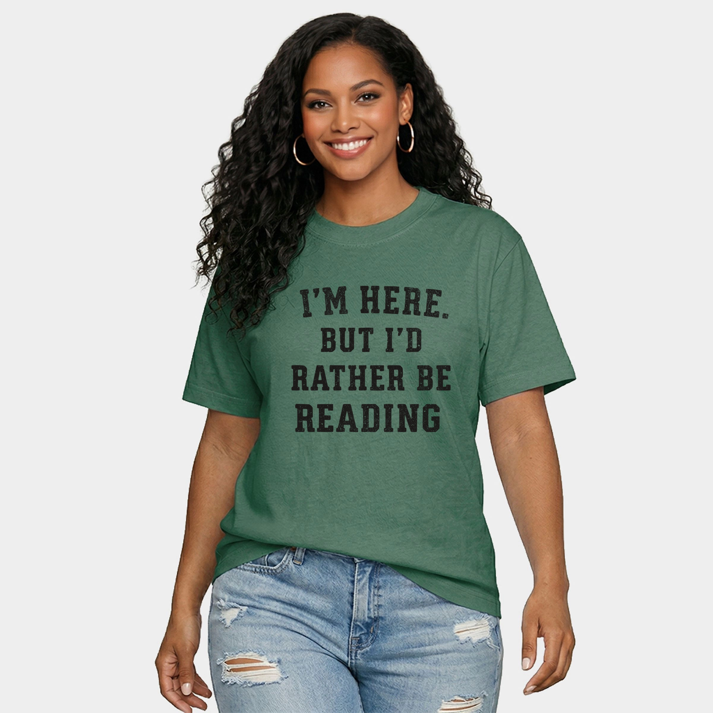 Simply Sage Market - Women's Relaxed Boxy Tee I'm Here. But I'd Rather Be Reading