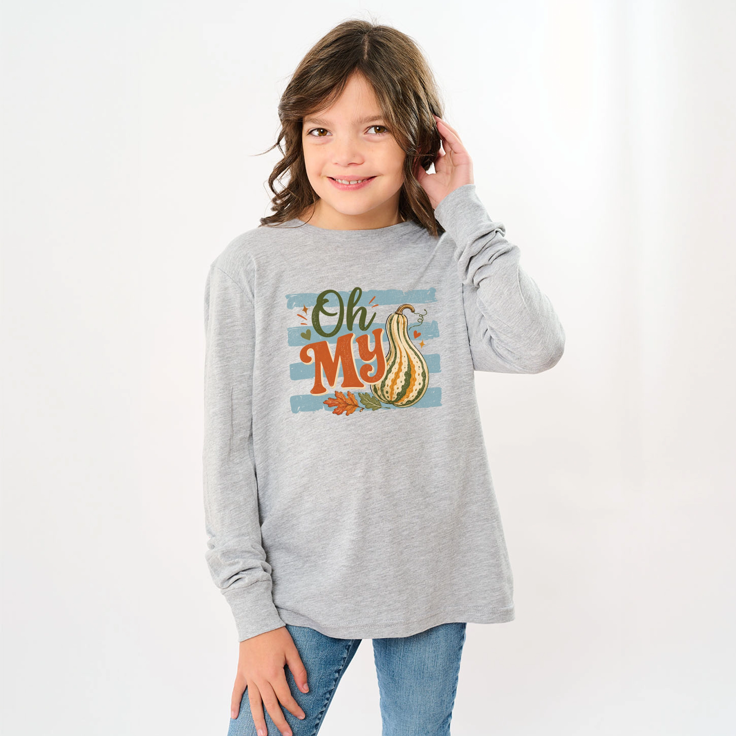 The Juniper Shop - Youth Long Sleeve Graphic T-Shirt Oh My Gourd Stripes
